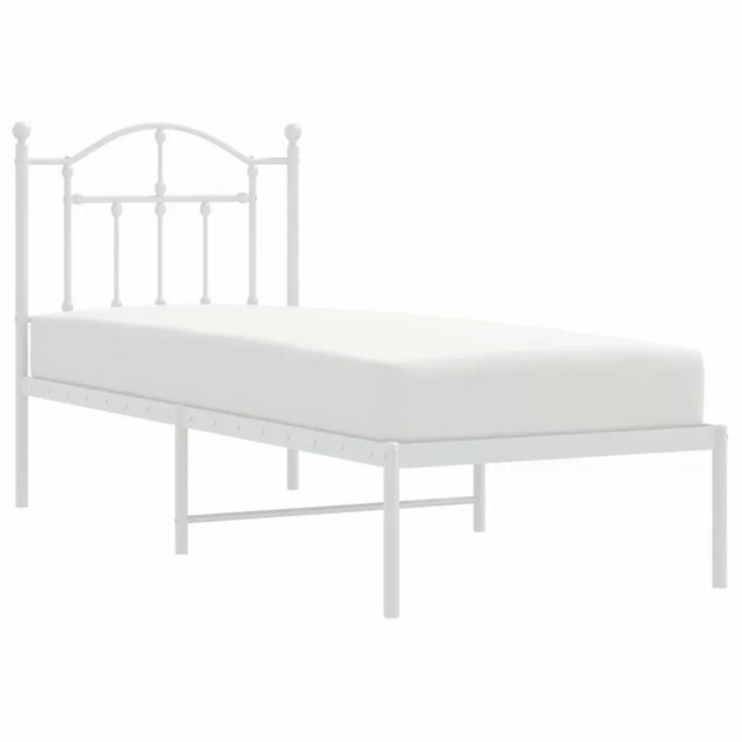 vidaXL Bett Metallbett ohne Matratze mit Kopfteil Weiß 75x190 cm günstig online kaufen