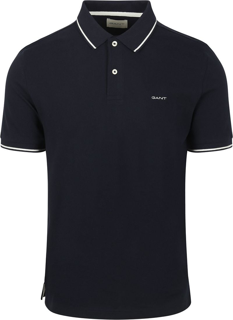 Gant Tipping Piqué Poloshirt Navy - Größe XL günstig online kaufen