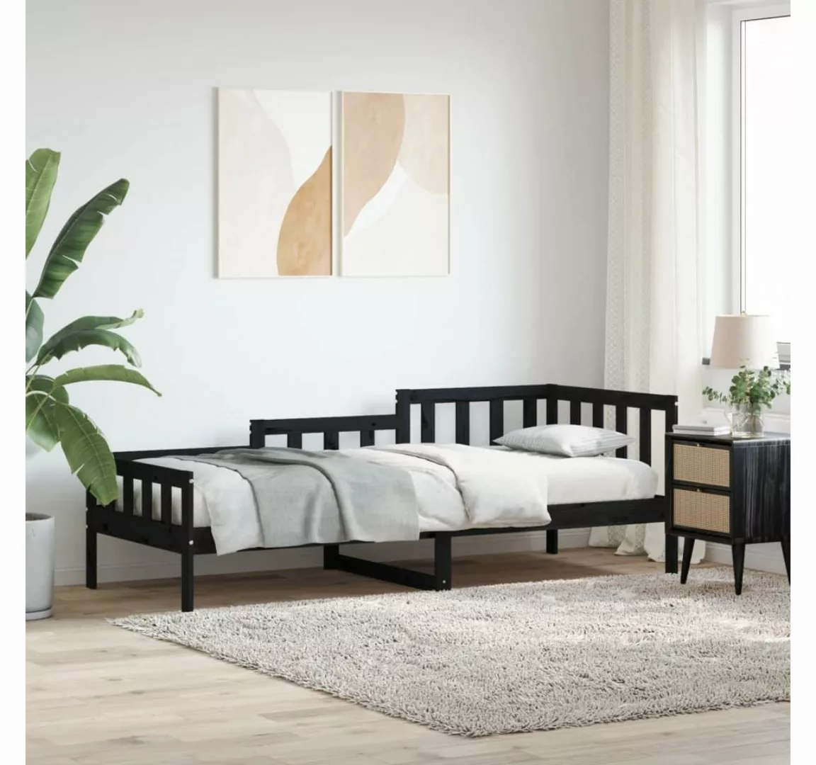 furnicato Bett Tagesbett Schwarz 80x200 cm Massivholz Kiefer günstig online kaufen