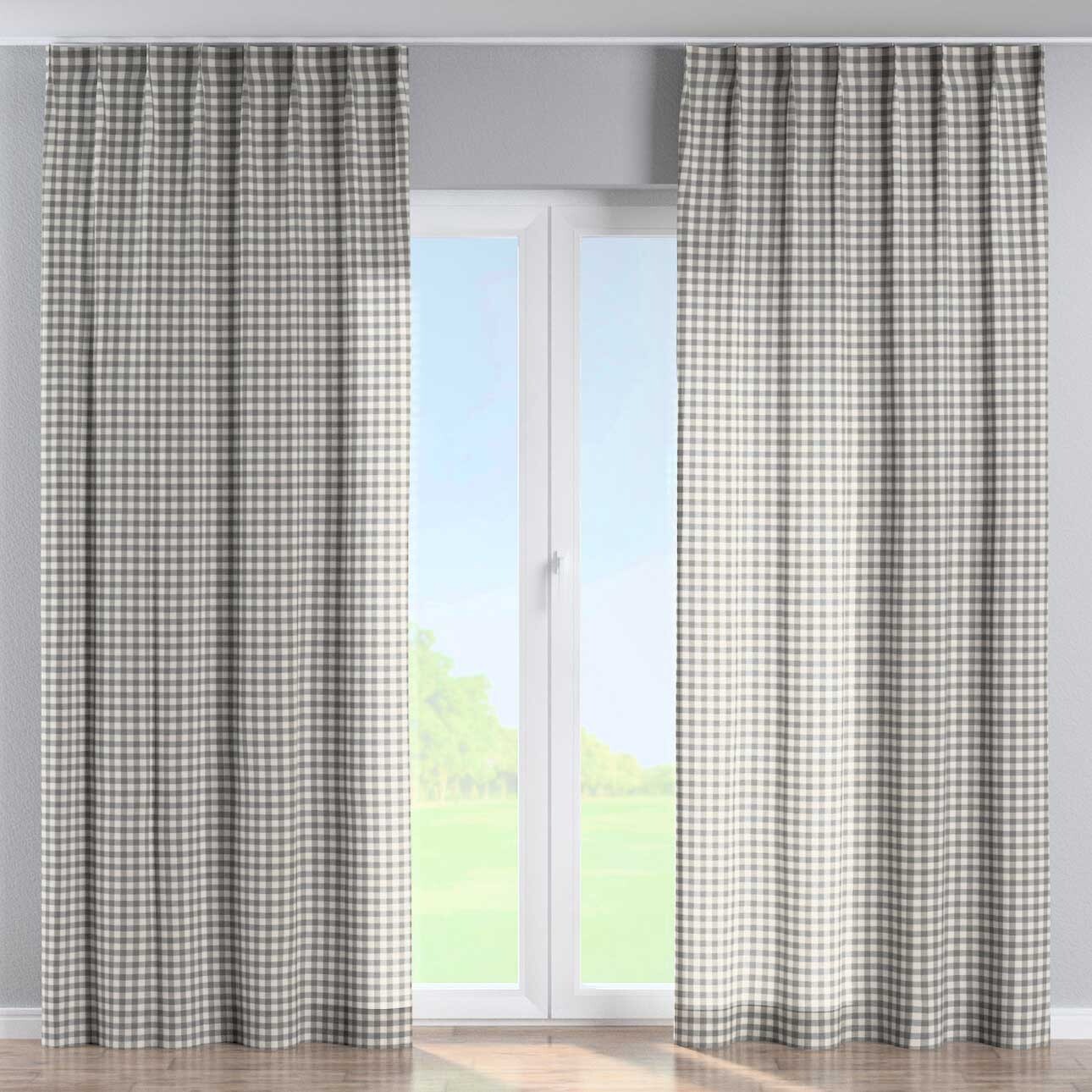 Vorhang mit flämischen 1-er Falten, grau-ecru , Quadro (136-11) günstig online kaufen