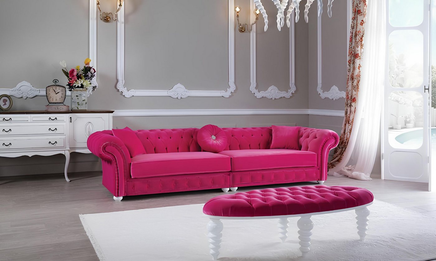 Xlmoebel Sofa Designer Sofa mit Samtbezug in Pink für fünf Personen - Chest günstig online kaufen