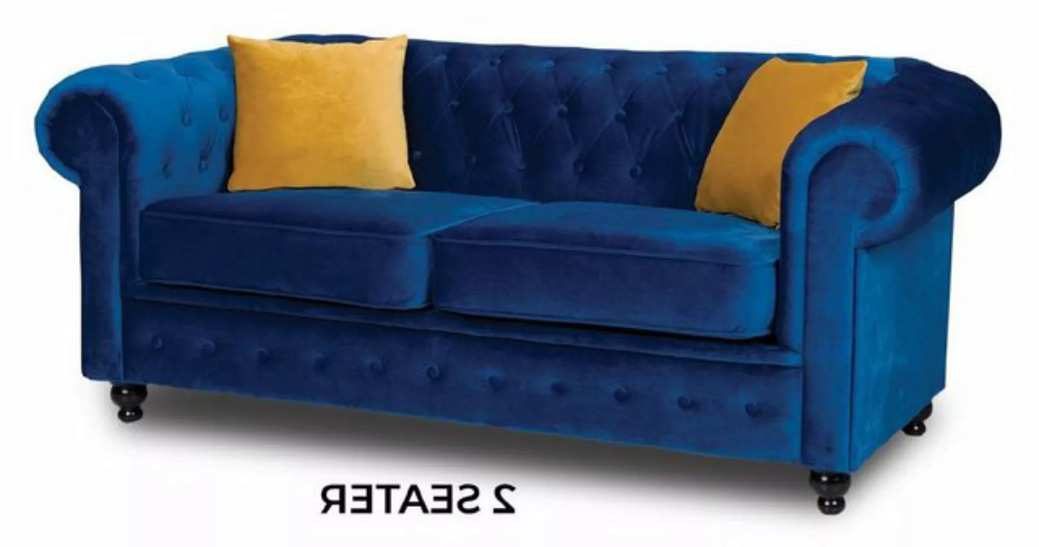 Xlmoebel Sofa Zweiersofa in blauem Wohnzimmer-Stil mit Textilbezug, Hergest günstig online kaufen