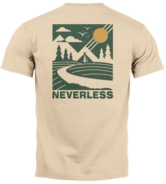 Neverless Print-Shirt Herren T-Shirt Backprint Berge Outdoor Wald Camping R günstig online kaufen