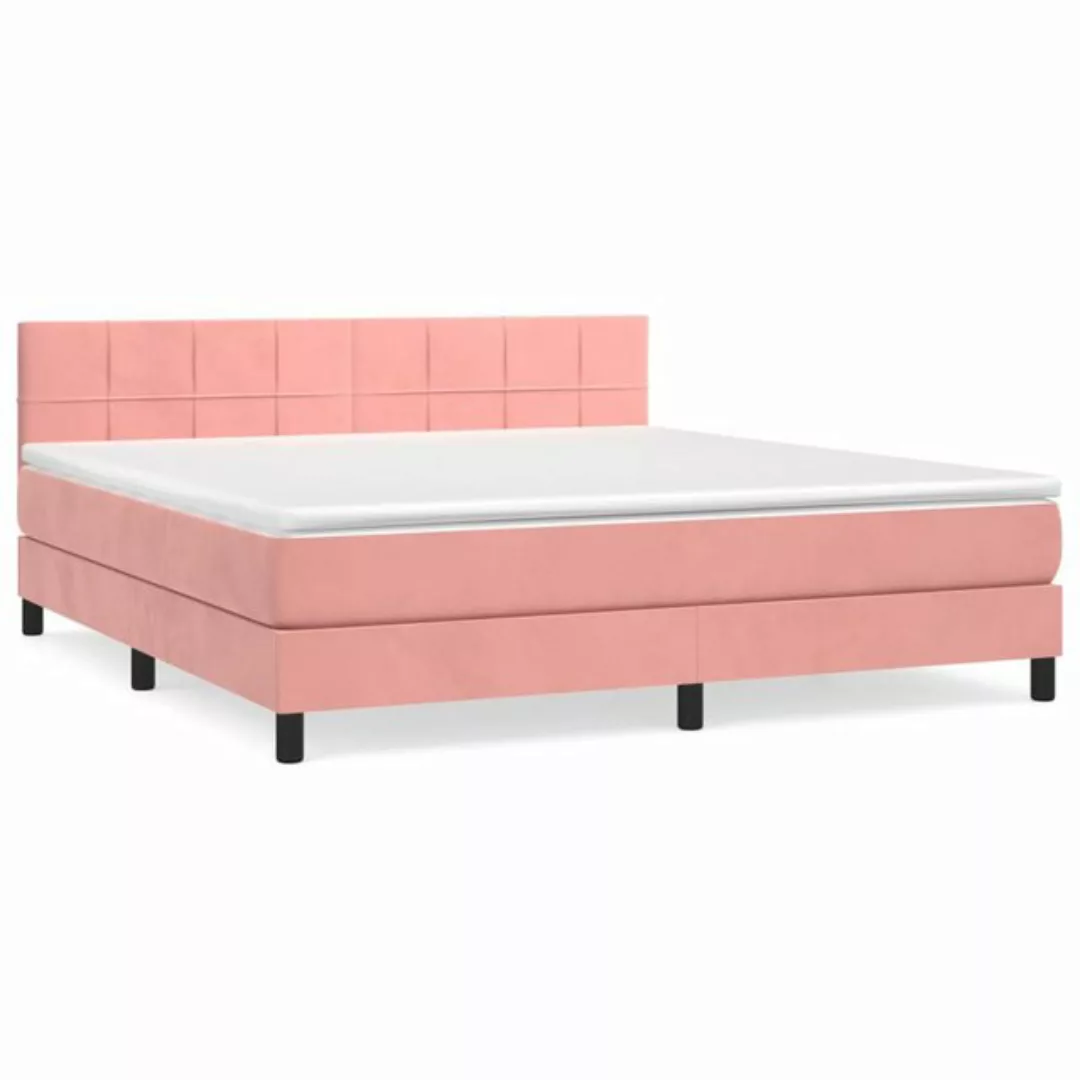 vidaXL Boxspringbett Boxspringbett mit Matratze Rosa 160x200 cm Samt Bett B günstig online kaufen