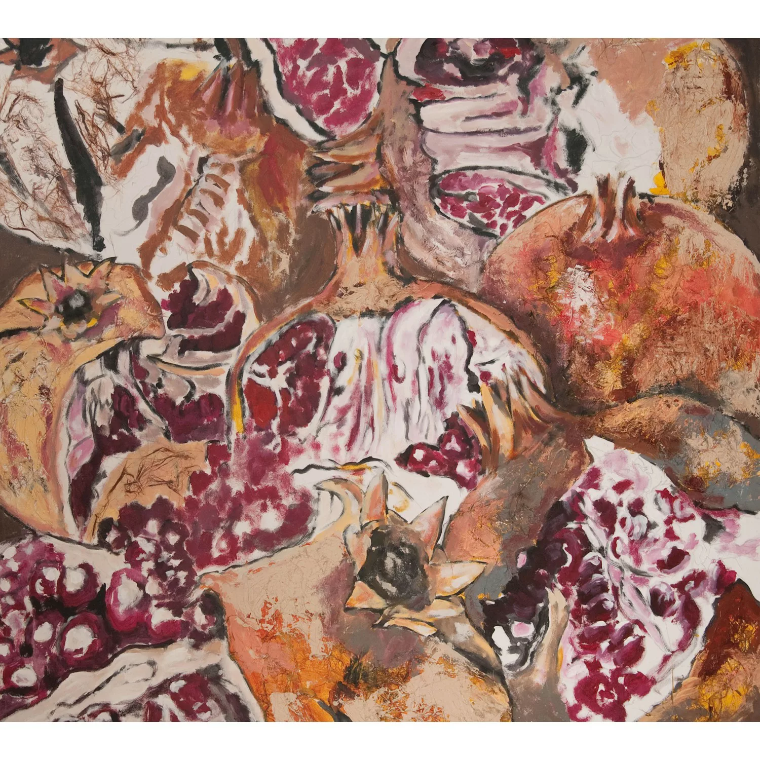 Bricoflor Gemälde Tapete mit Granatapfel Vlies Fototapete mit Abstrakte Kun günstig online kaufen