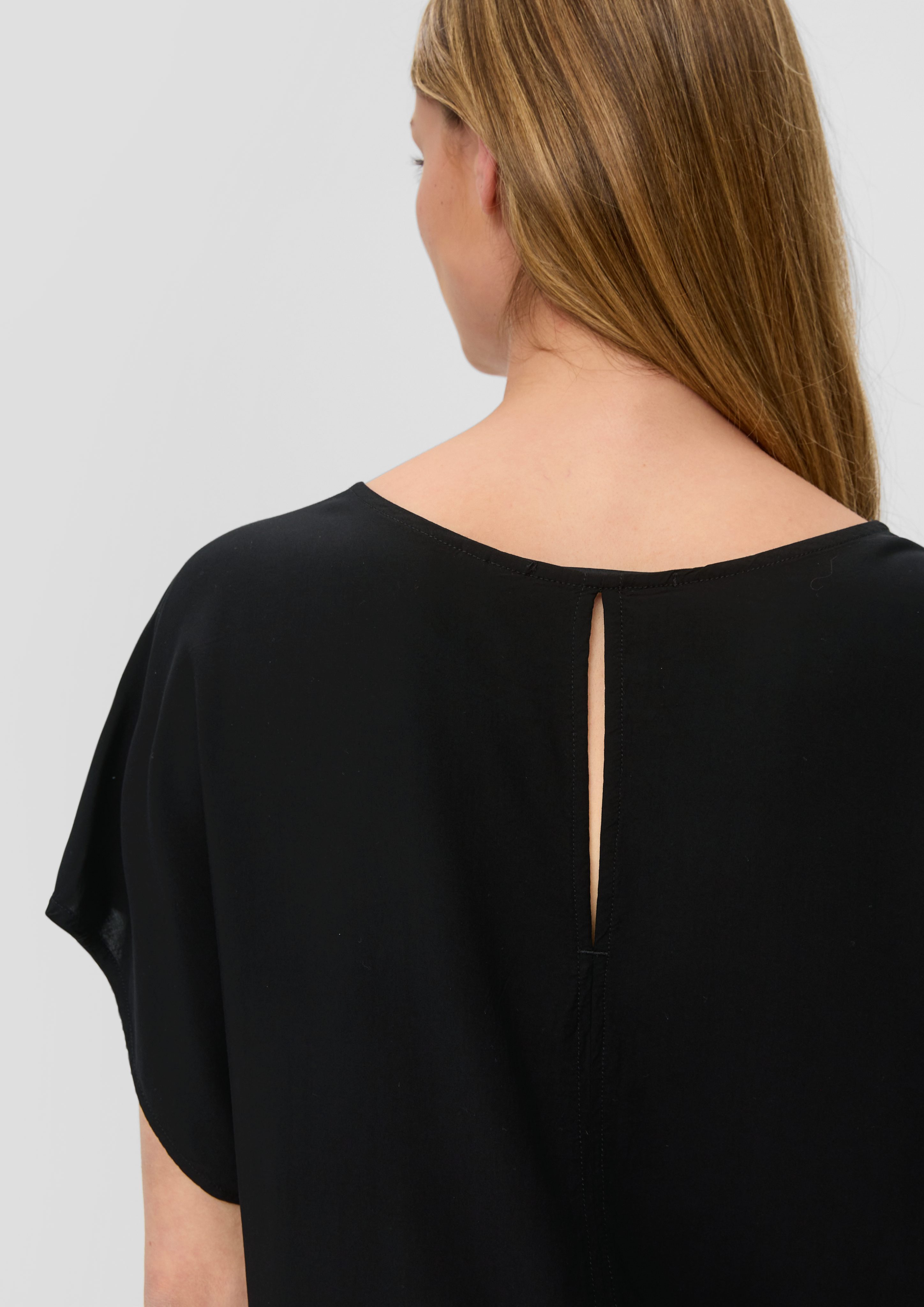 QS Kurzarmbluse Oversized Viskose-Bluse mit verlängertem günstig online kaufen
