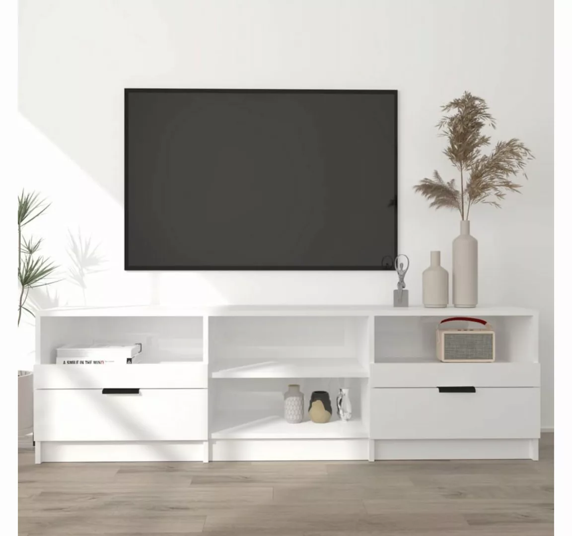 furnicato TV-Schrank Hochglanz-Weiß 150x33,5x45 cm Holzwerkstoff günstig online kaufen