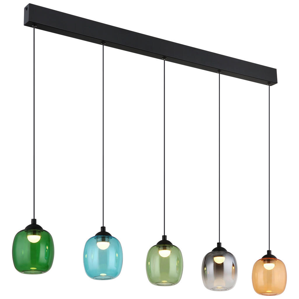 GLOBO LED-Pendelleuchte MINARA 31470508 bunt schwarz Metall Glas Kunststoff günstig online kaufen