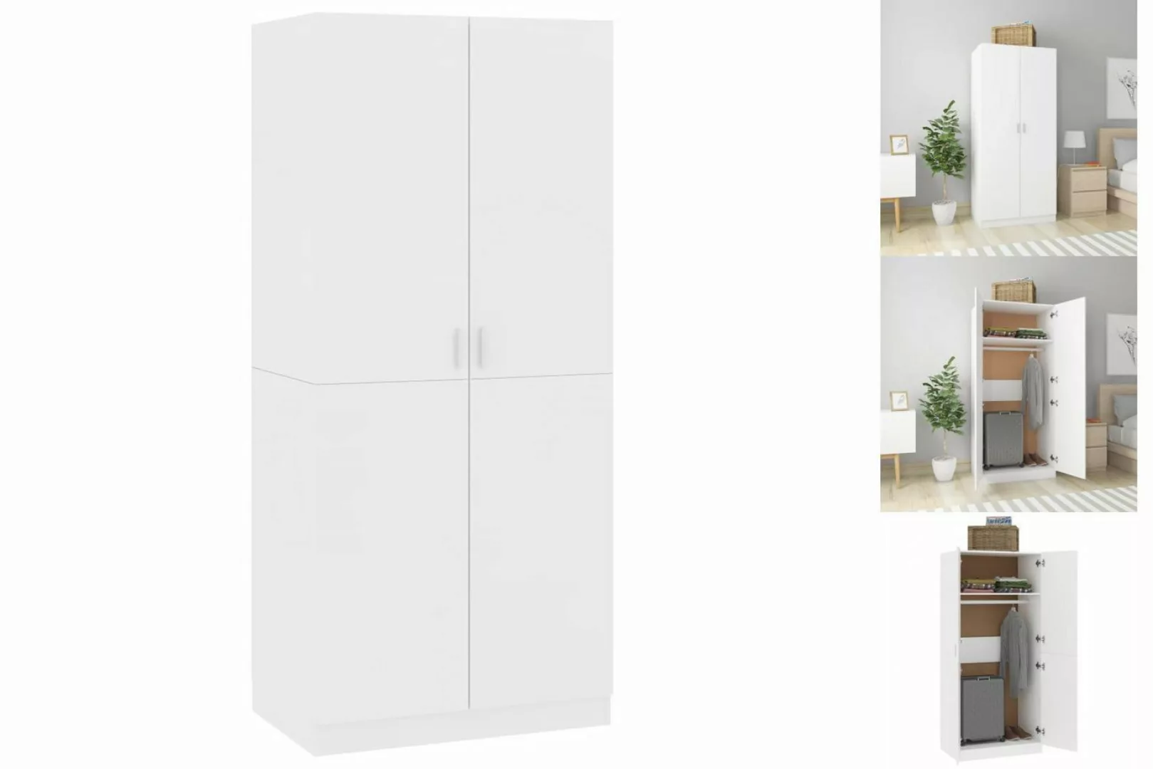 vidaXL Kleiderschrank Kleiderschrank Weiß 8052180 cm Spanplatte günstig online kaufen