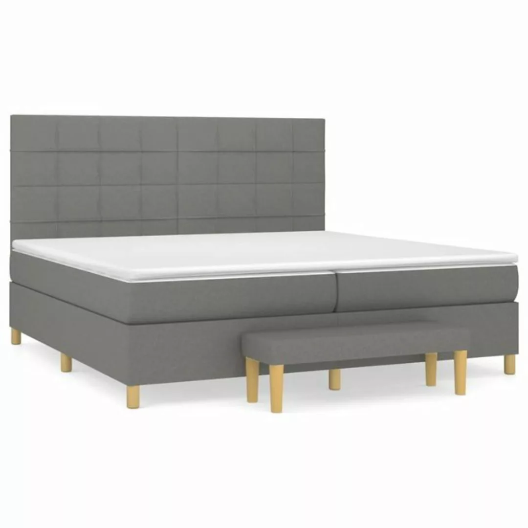 furnicato Bett Boxspringbett mit Matratze Dunkelgrau 200x200 cm Stoff günstig online kaufen