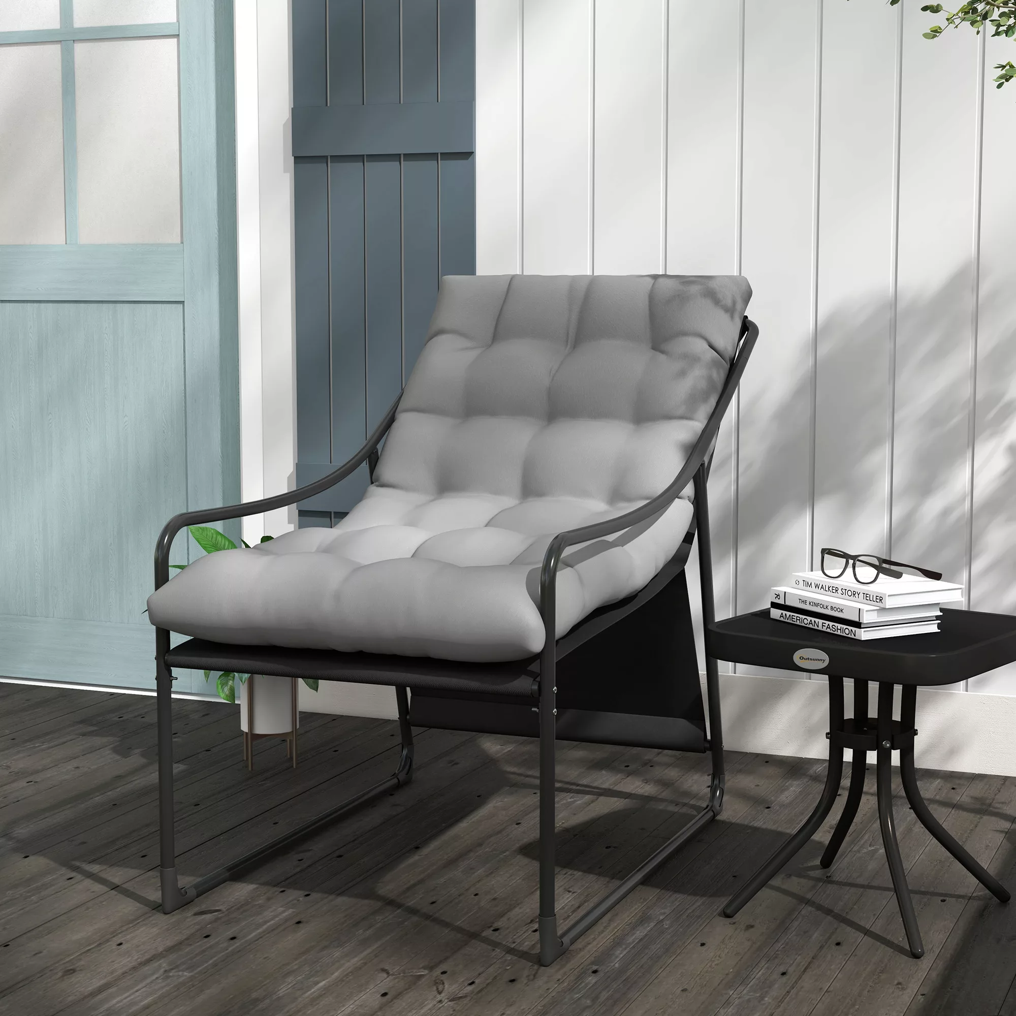 Outsunny Gartensessel Gartenstuhl mit dickem Sitzkissen Garten Loungesessel günstig online kaufen
