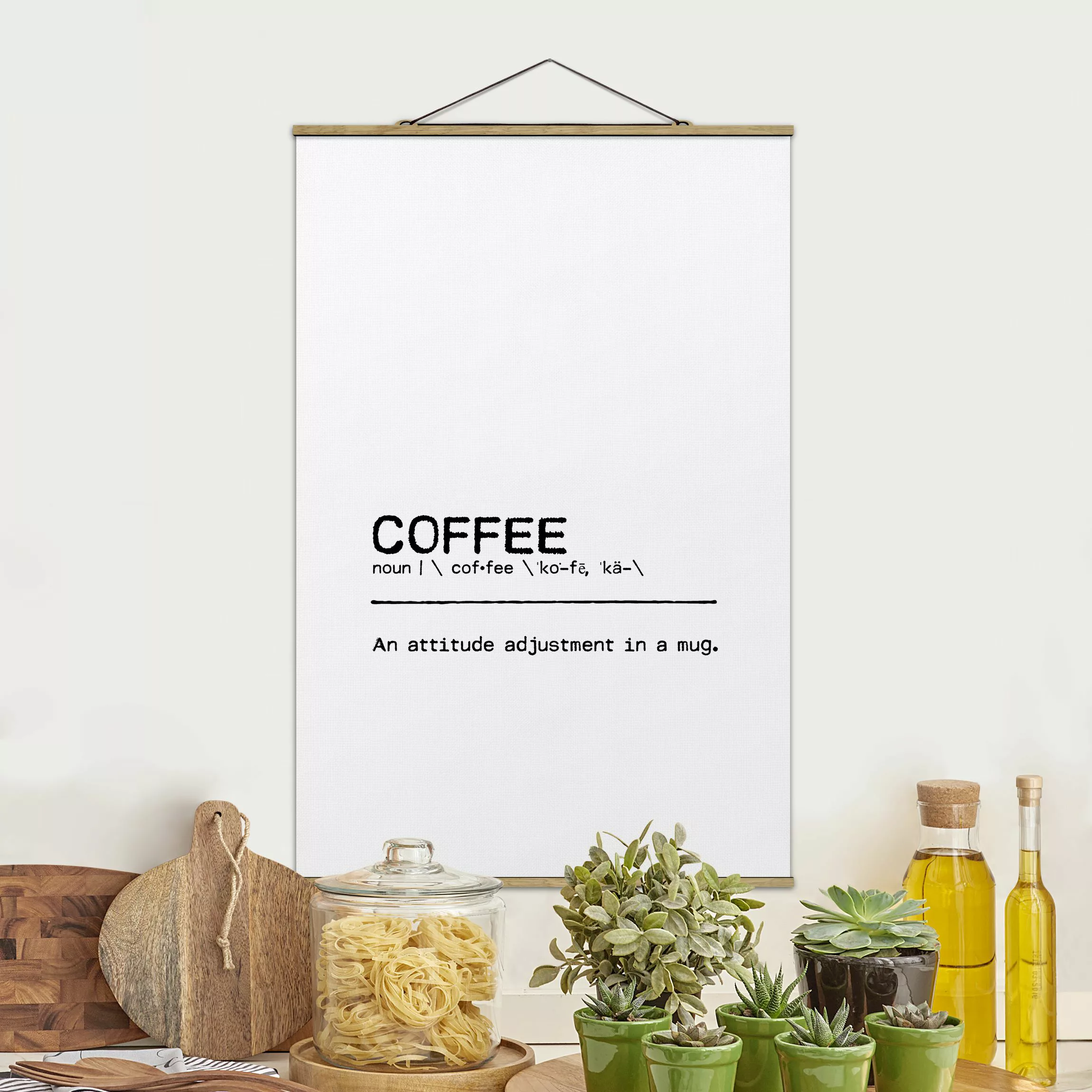 Stoffbild mit Posterleisten Definition Coffee Attitude günstig online kaufen