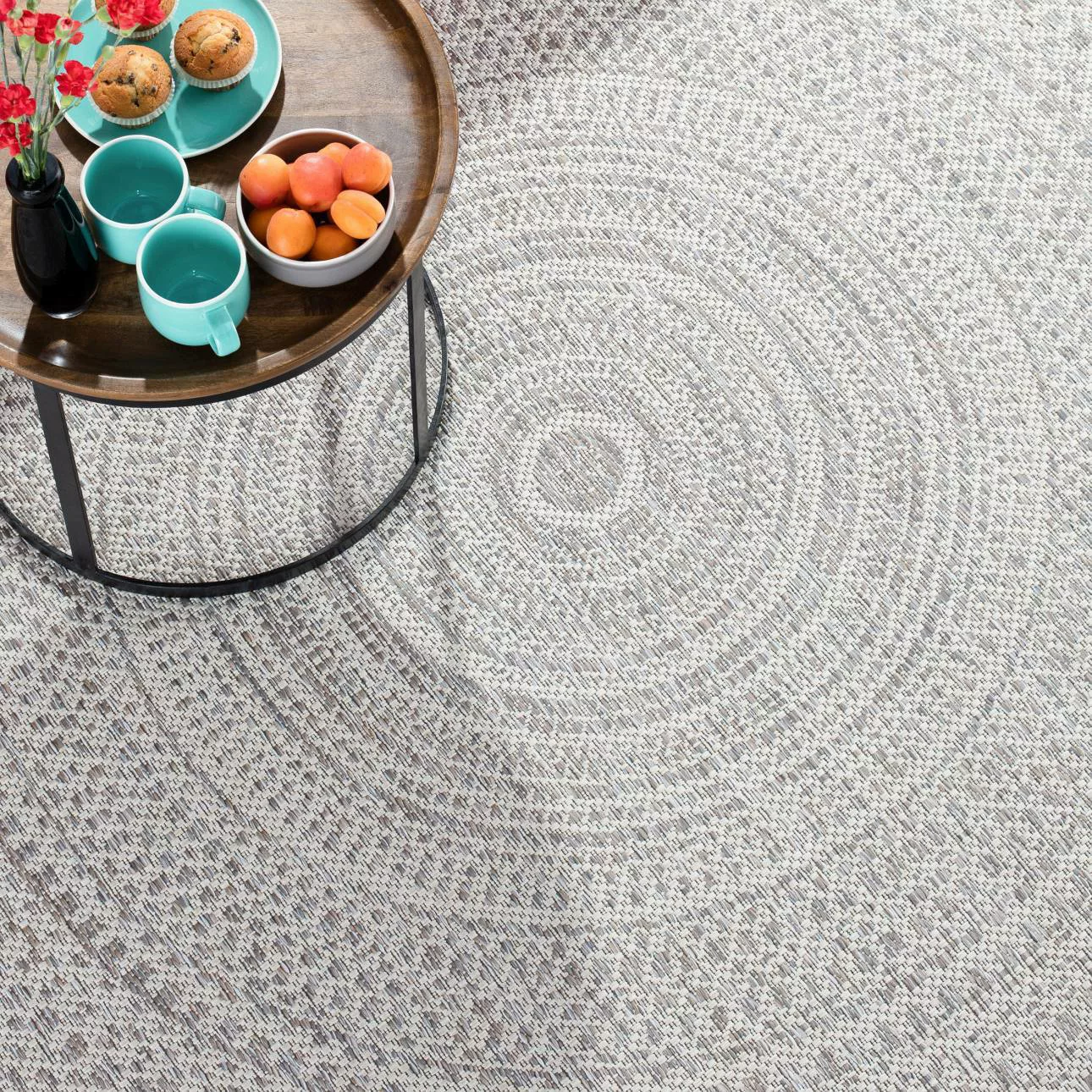 Teppich Breeze Circles wool/cliff grey 200x290cm, 200 x 290 cm günstig online kaufen