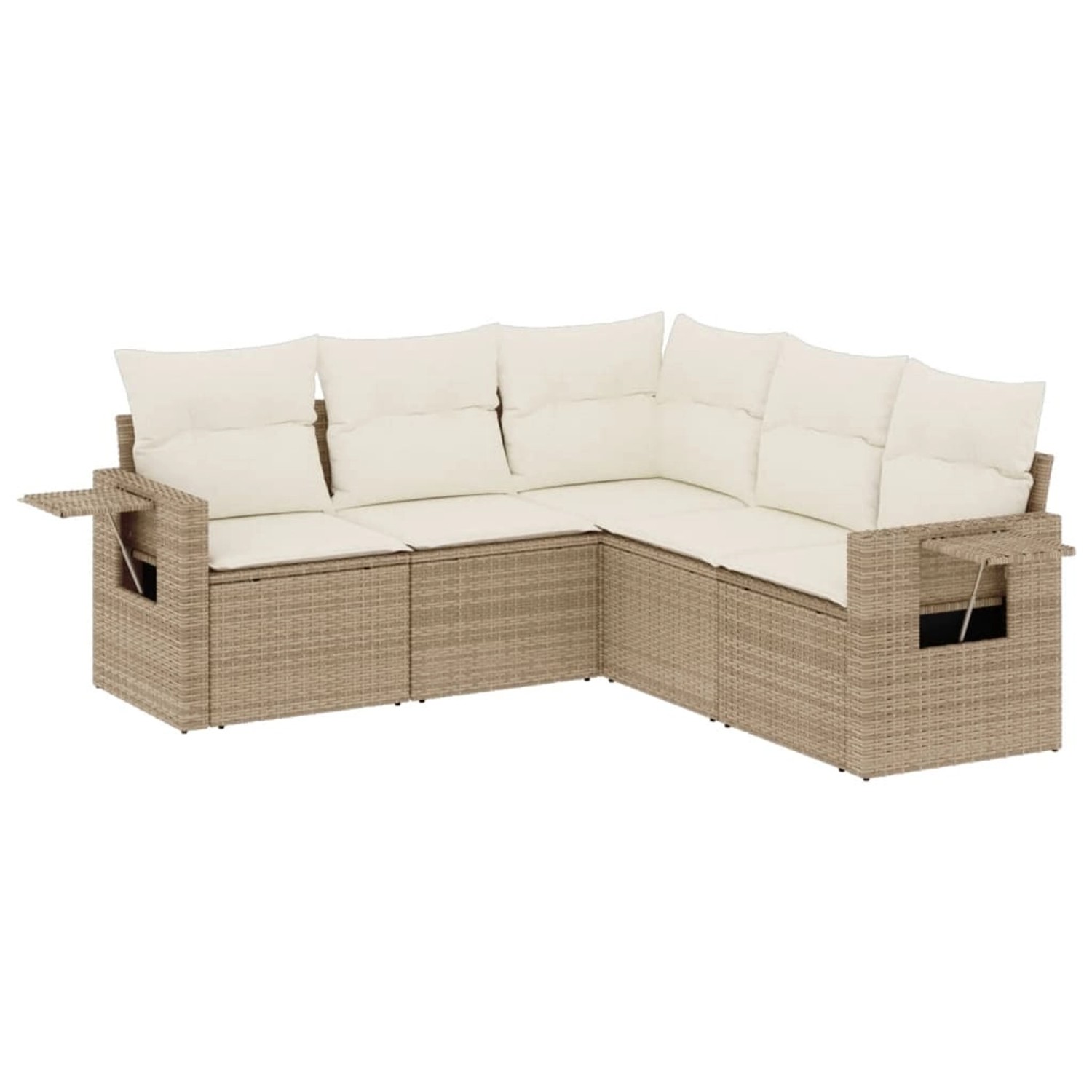 vidaXL 5-Tlg Garten-Sofagarnitur mit Kissen Beige Poly Rattan 3252485 günstig online kaufen