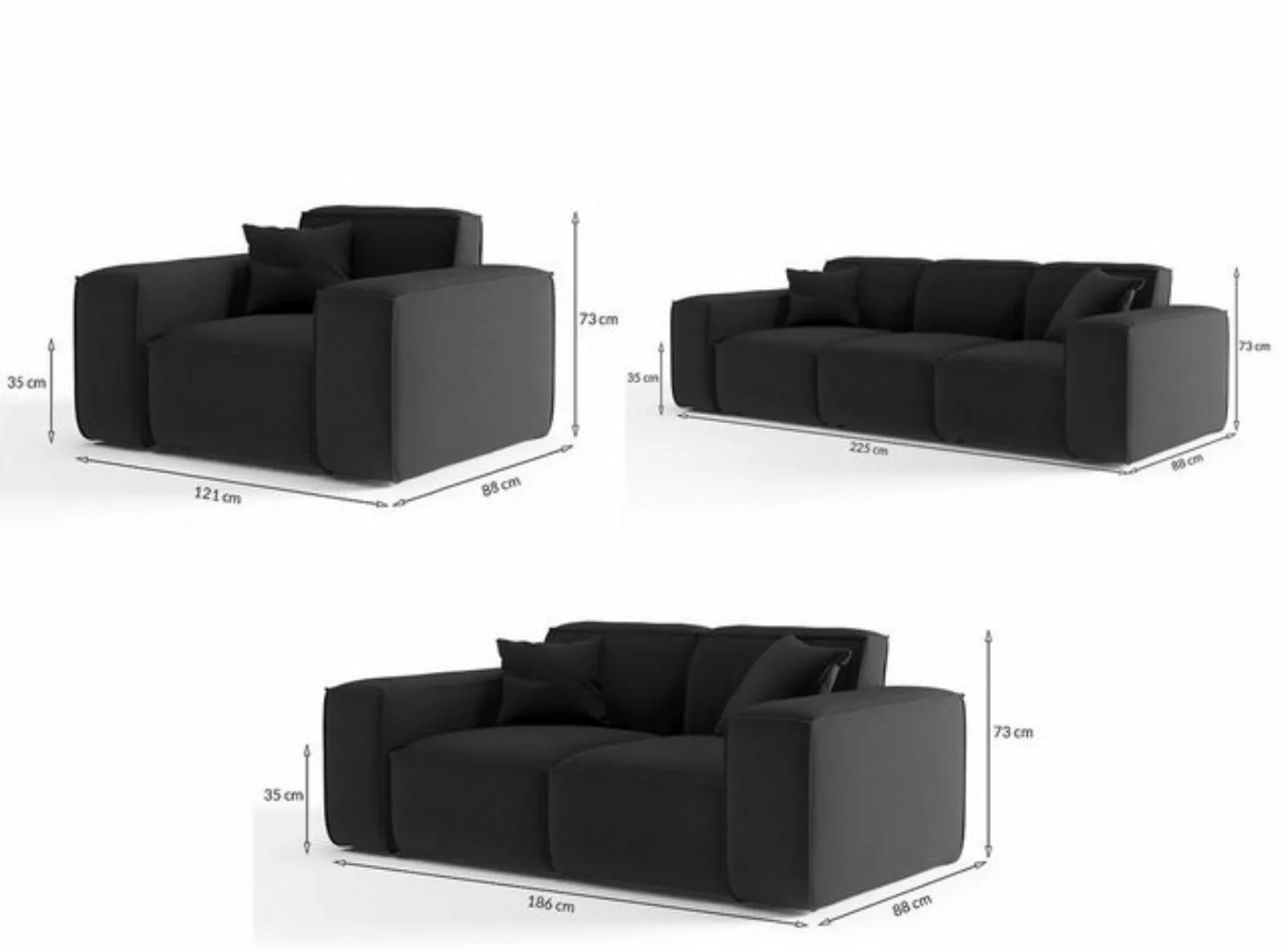 Fun Möbel Polstergarnitur Sofaset Designersofa CELES PREMIUM 3-2-1 in Stoff günstig online kaufen