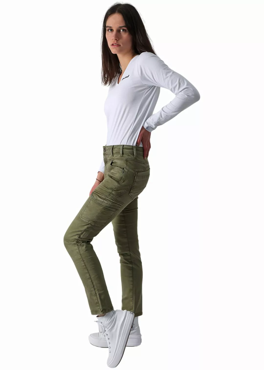 M.O.D. Damen Cargo Jeans REA - Regular Fit - Grün - Khaki günstig online kaufen