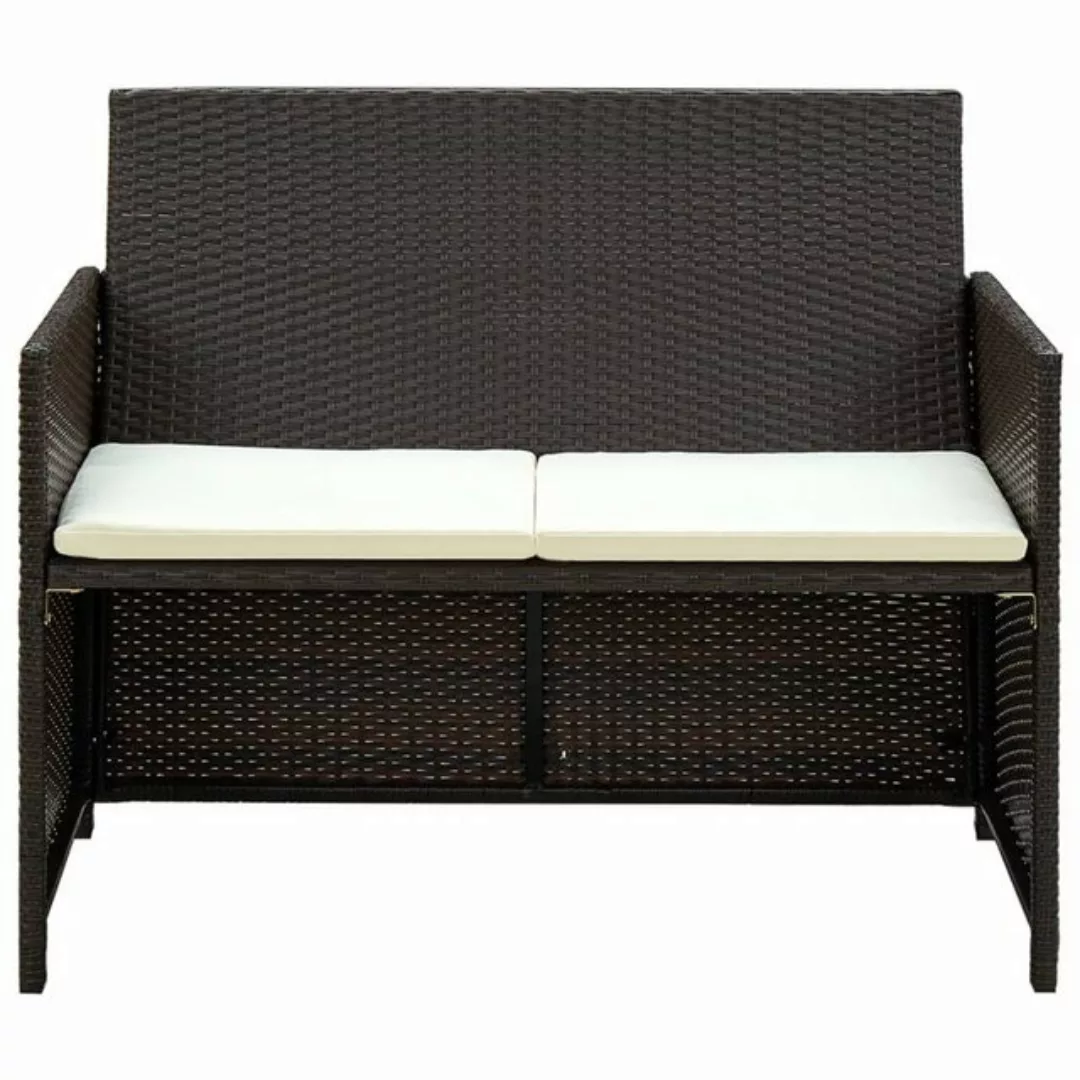 2-sitzer-gartensofa Mit Polstern Braun Poly Rattan günstig online kaufen