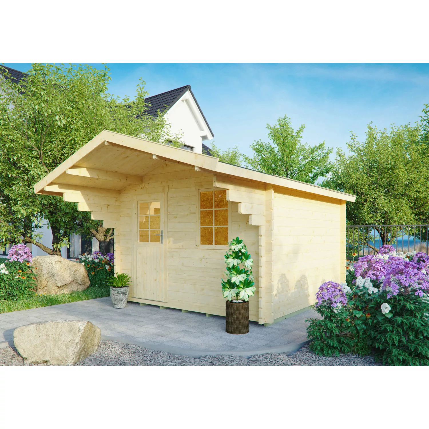 Kiehn-Holz Holz-Gartenhaus/Gerätehaus KH 44-006 Unberührt 300 cm x 300 cm günstig online kaufen