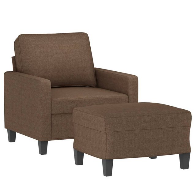 vidaXL Sofa Sessel mit Hocker Braun 60 cm Stoff günstig online kaufen