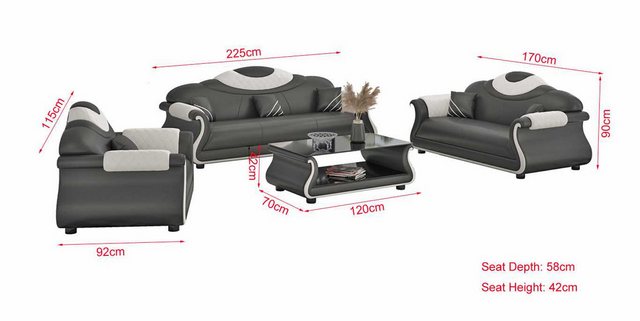 Xlmoebel Sofa Dreiteiliges Ledersofaset in Brauntönen, Hergestellt in Europ günstig online kaufen