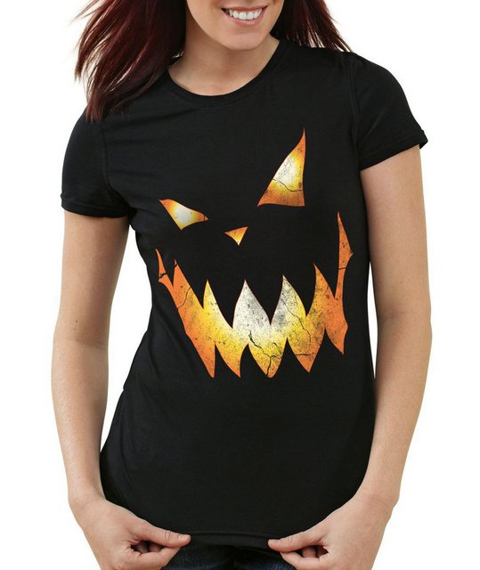 style3 T-Shirt Halloween Kürbiskopf Kürbis Fasching Kostüm Party Kopf Spuk günstig online kaufen