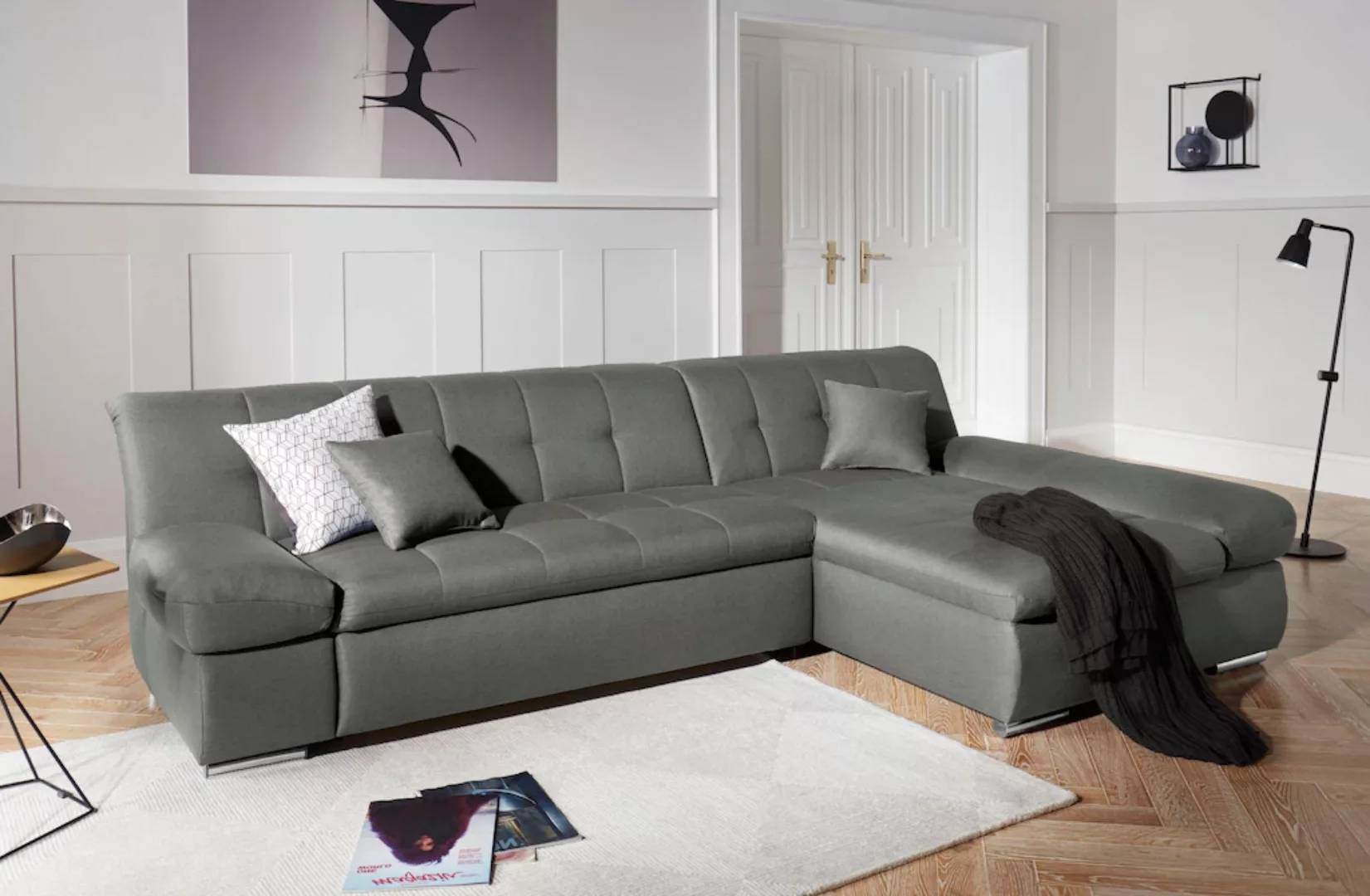 DOMO collection Ecksofa "Mona L-Form", wahlweise mit Bettfunktion günstig online kaufen