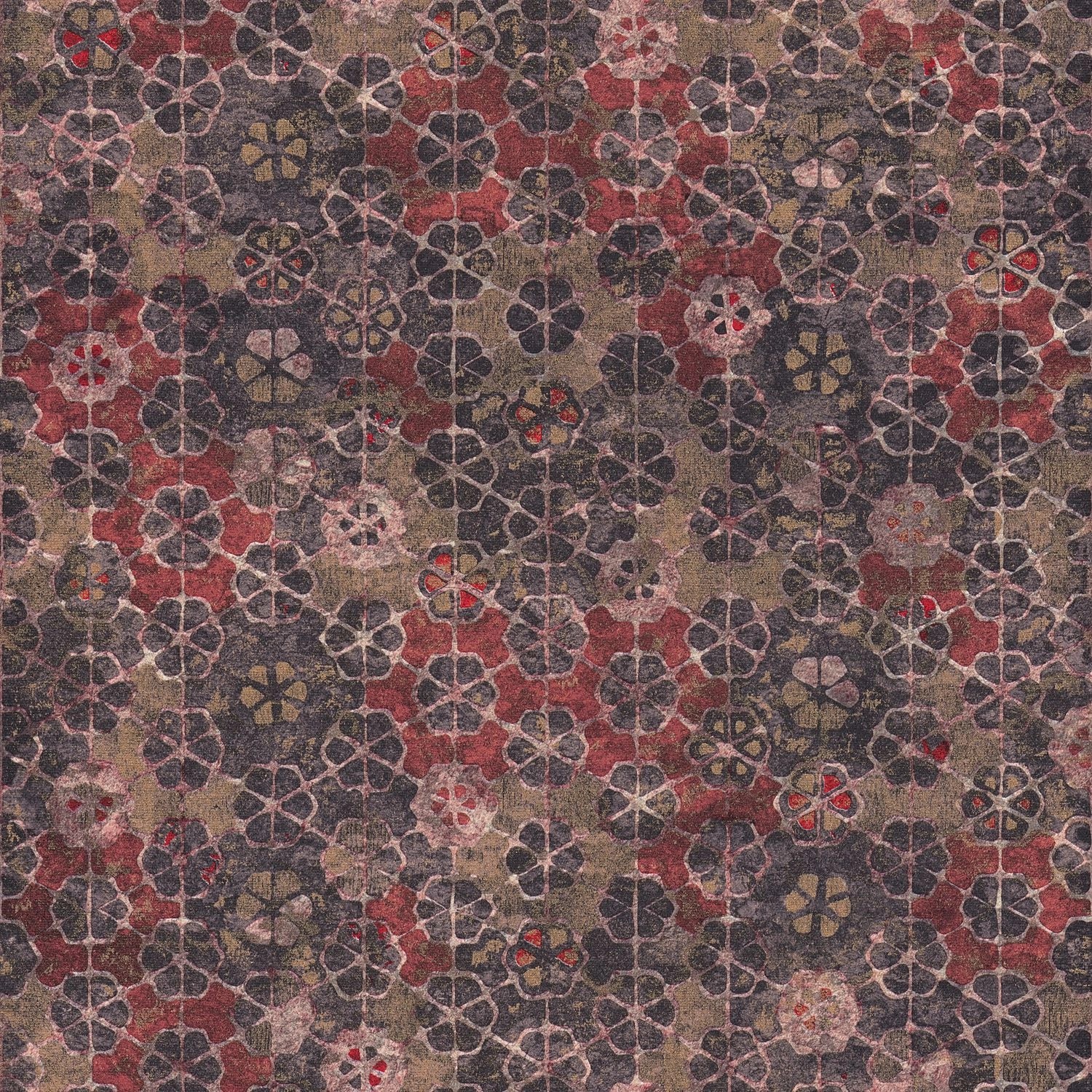 PROFHOME 373913-GU Grafik Tapete Kachelmuster Schimmernd Braun Rot Rot 0,53 günstig online kaufen
