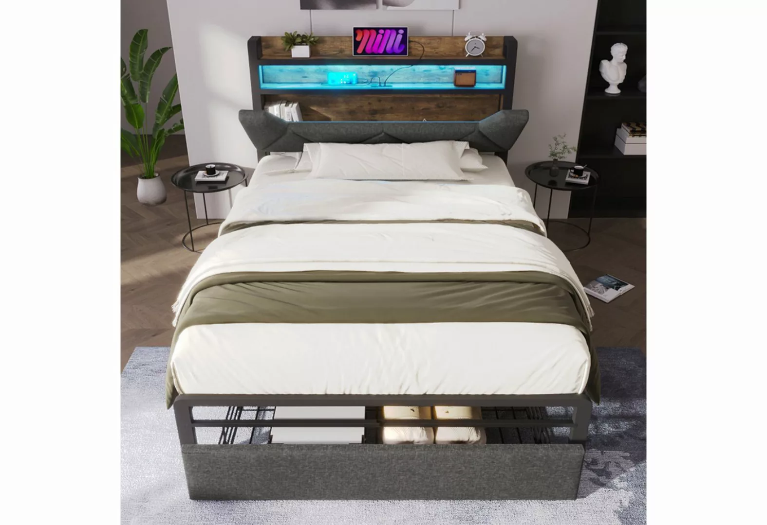 IDEASY Jugendbett mit drei USB-Anschlüssen und einem Typ-C-Anschluss (Staur günstig online kaufen