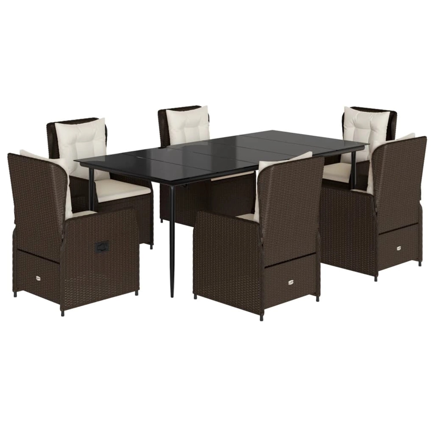 vidaXL 7-Tlg Garten-Essgruppe mit Kissen Braun Poly Rattan 3262845 günstig online kaufen