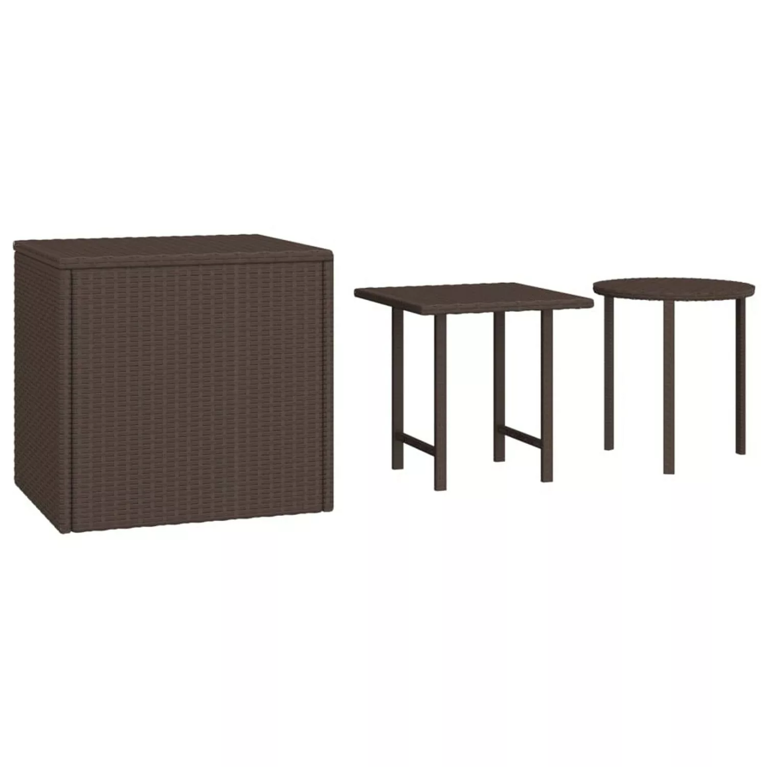 vidaXL Beistelltische 3 Stk. Braun Poly Rattan günstig online kaufen