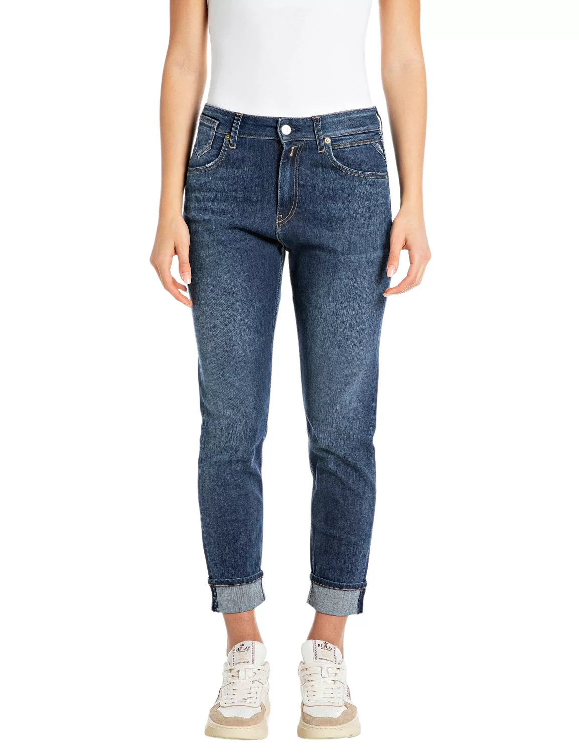 Replay Damen Jeans MARTY - Boyfriend Fit - Blau - Medium Denim günstig online kaufen