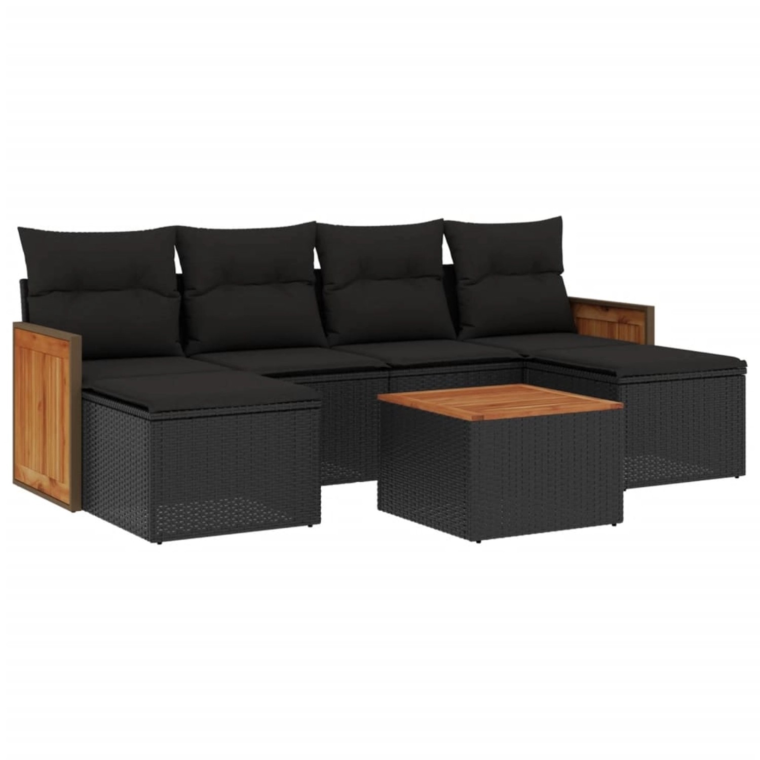 vidaXL 7-Tlg Garten-Sofagarnitur mit Kissen Schwarz Poly Rattan 3260305 günstig online kaufen