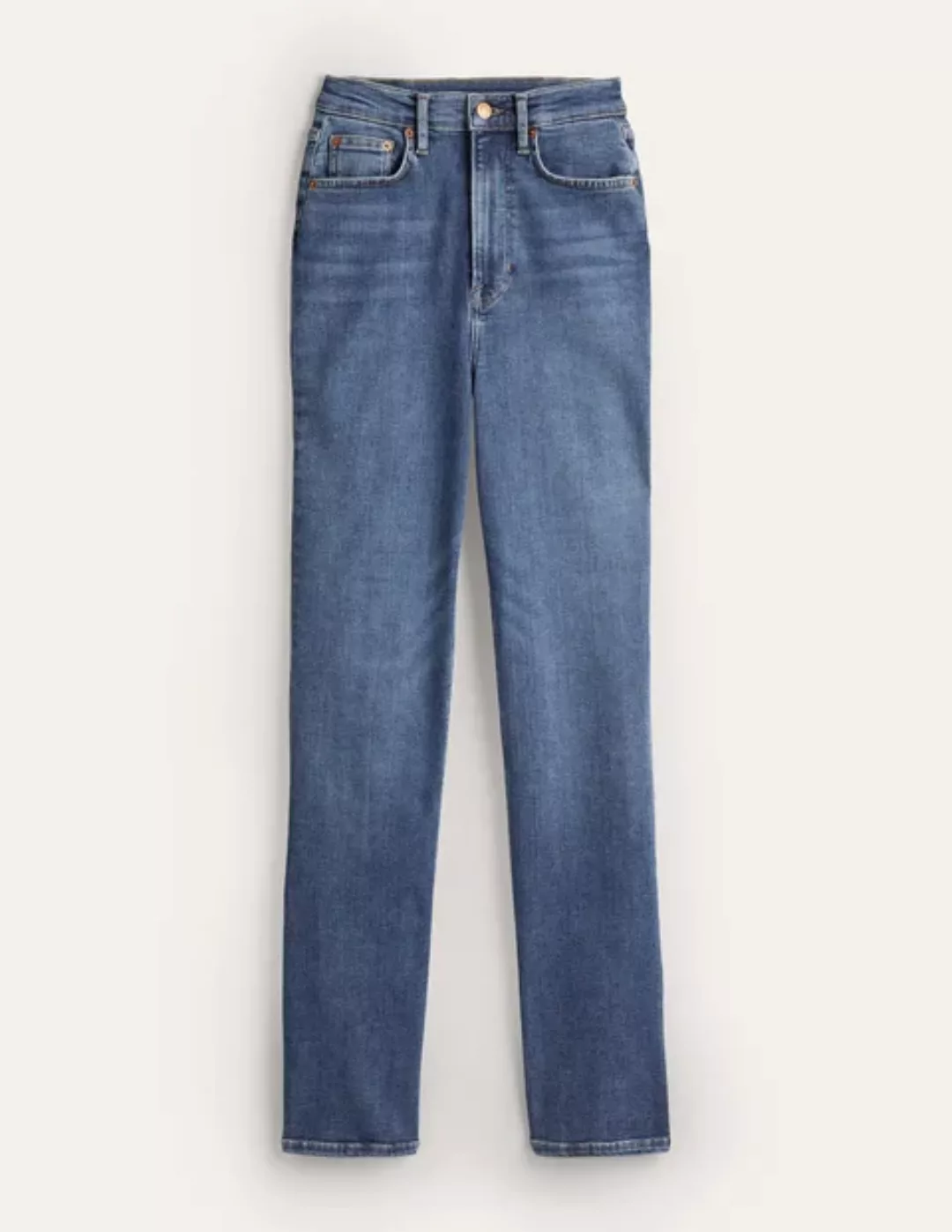 Hoch geschnittene Jeans mit klassisch geradem Bein Damen Boden, Medium Vint günstig online kaufen