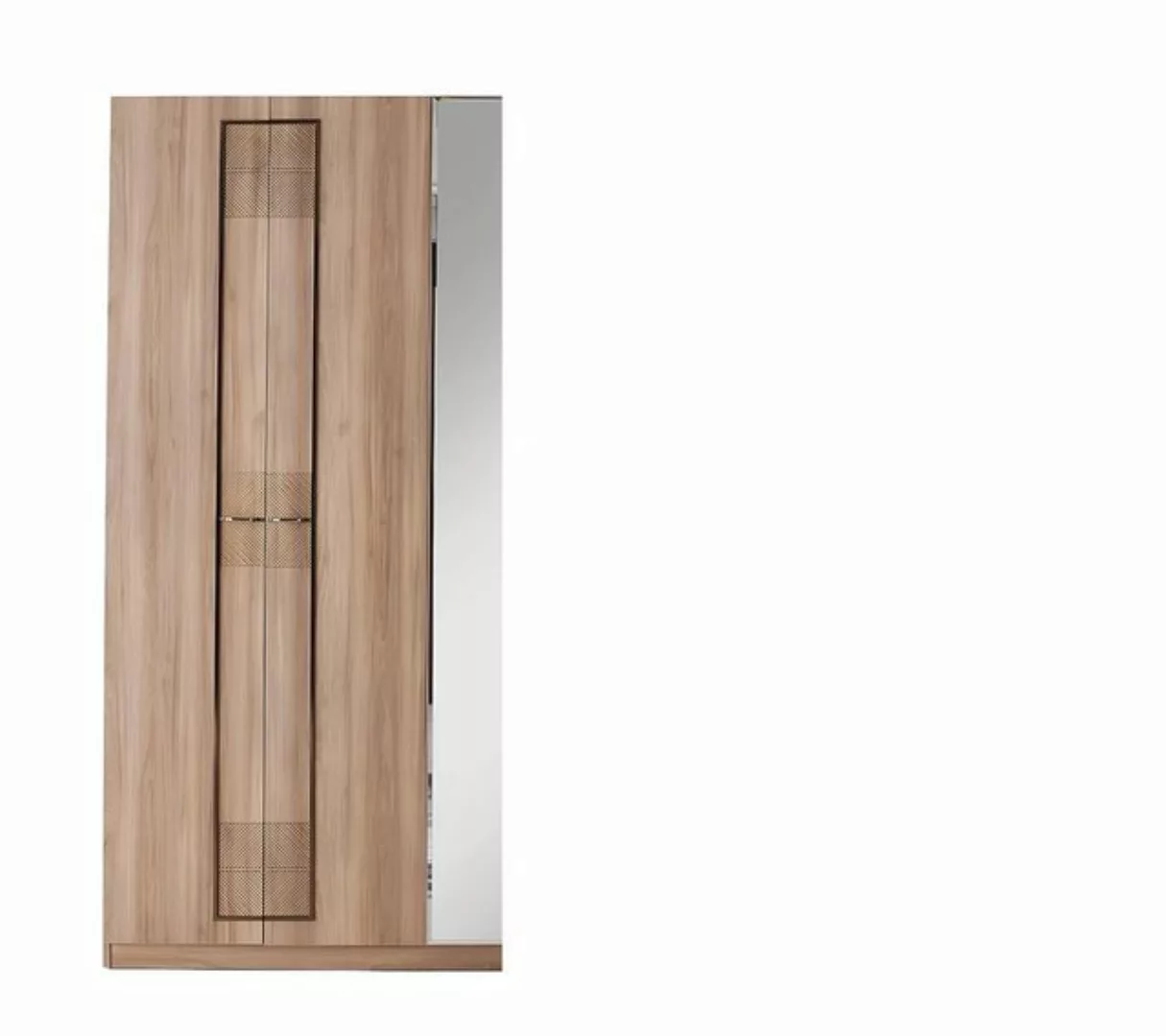 Xlmoebel Kleiderschrank Kleiderschrank aus Holz mit Spiegel in Braun für da günstig online kaufen