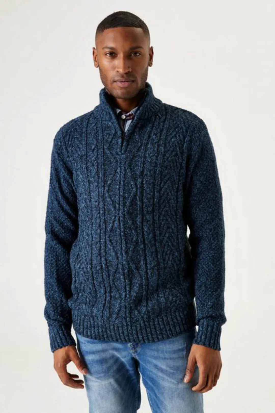 Garcia Strickpullover, mit Zipper und Zopfmuster günstig online kaufen