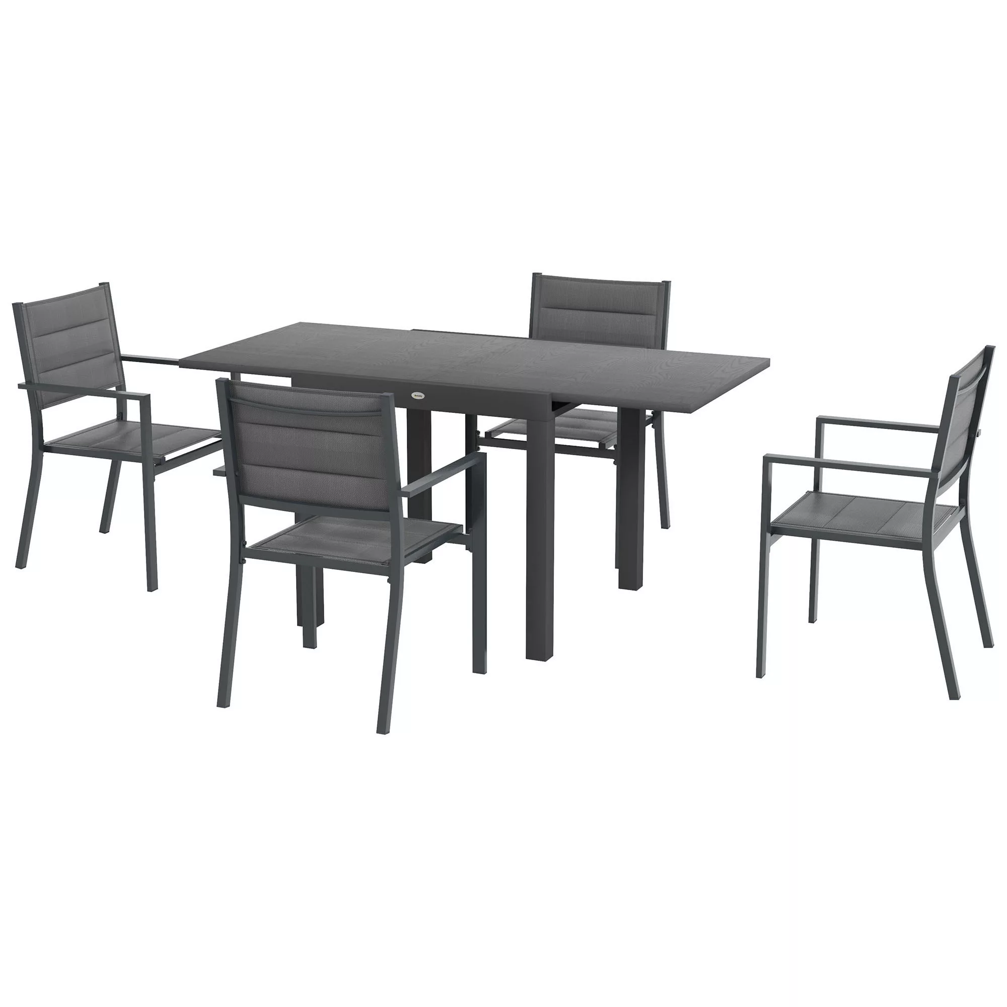 Outsunny Gartenmöbel-Set aus Stahl mit ausziehbarem Esstisch und 4 Stühlen günstig online kaufen