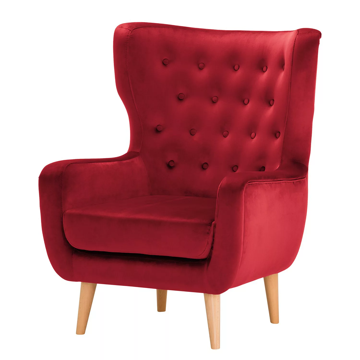 home24 Norrwood Sessel Boyka I Rot Samt 81x88x105 cm (BxHxT) günstig online kaufen