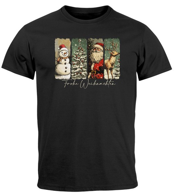 MoonWorks Print-Shirt Herren T-Shirt Weihnachten Retro Design mit Schneeman günstig online kaufen