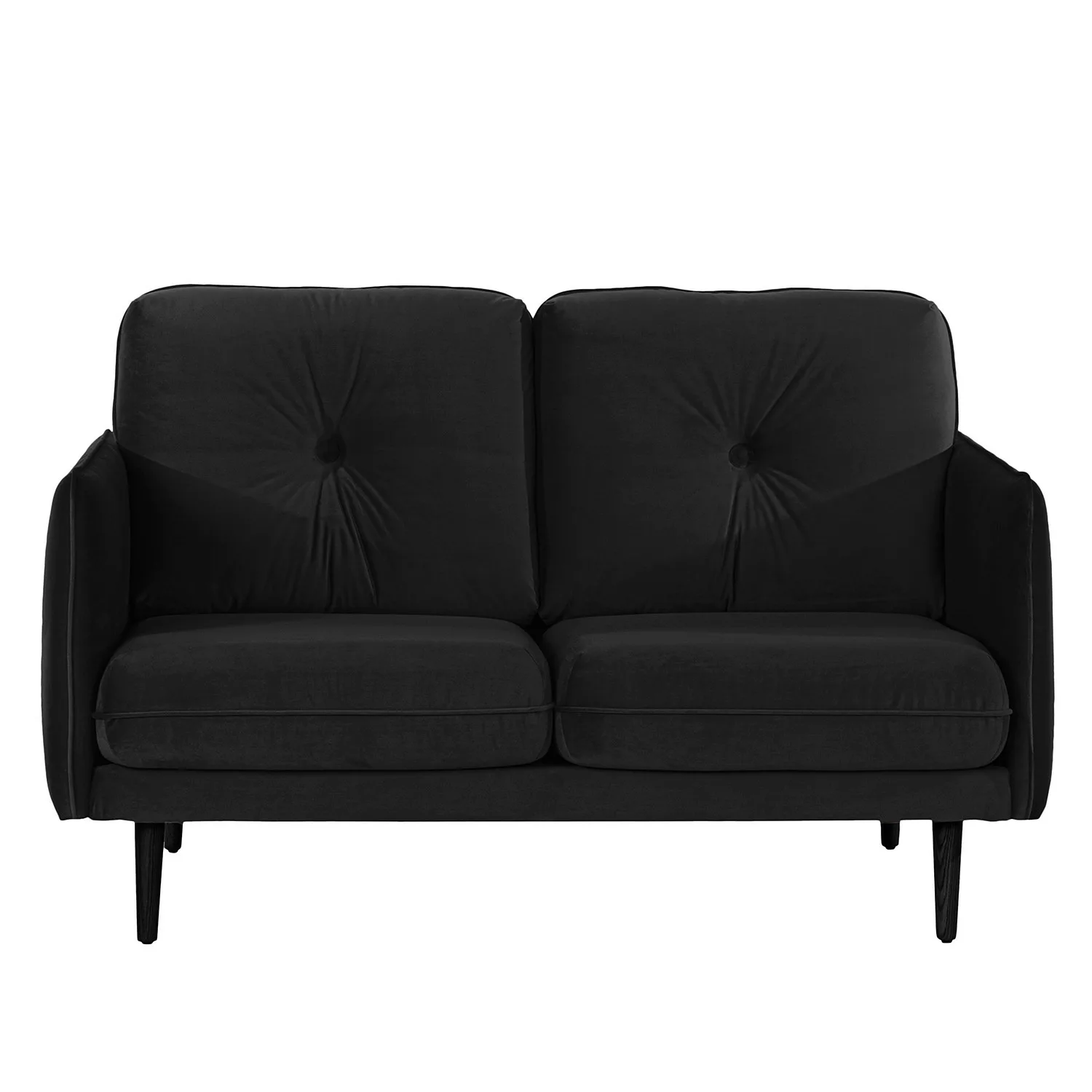 home24 Norrwood Sofa Pigna II 2-Sitzer Schwarz Samt 148x86x94 cm günstig online kaufen