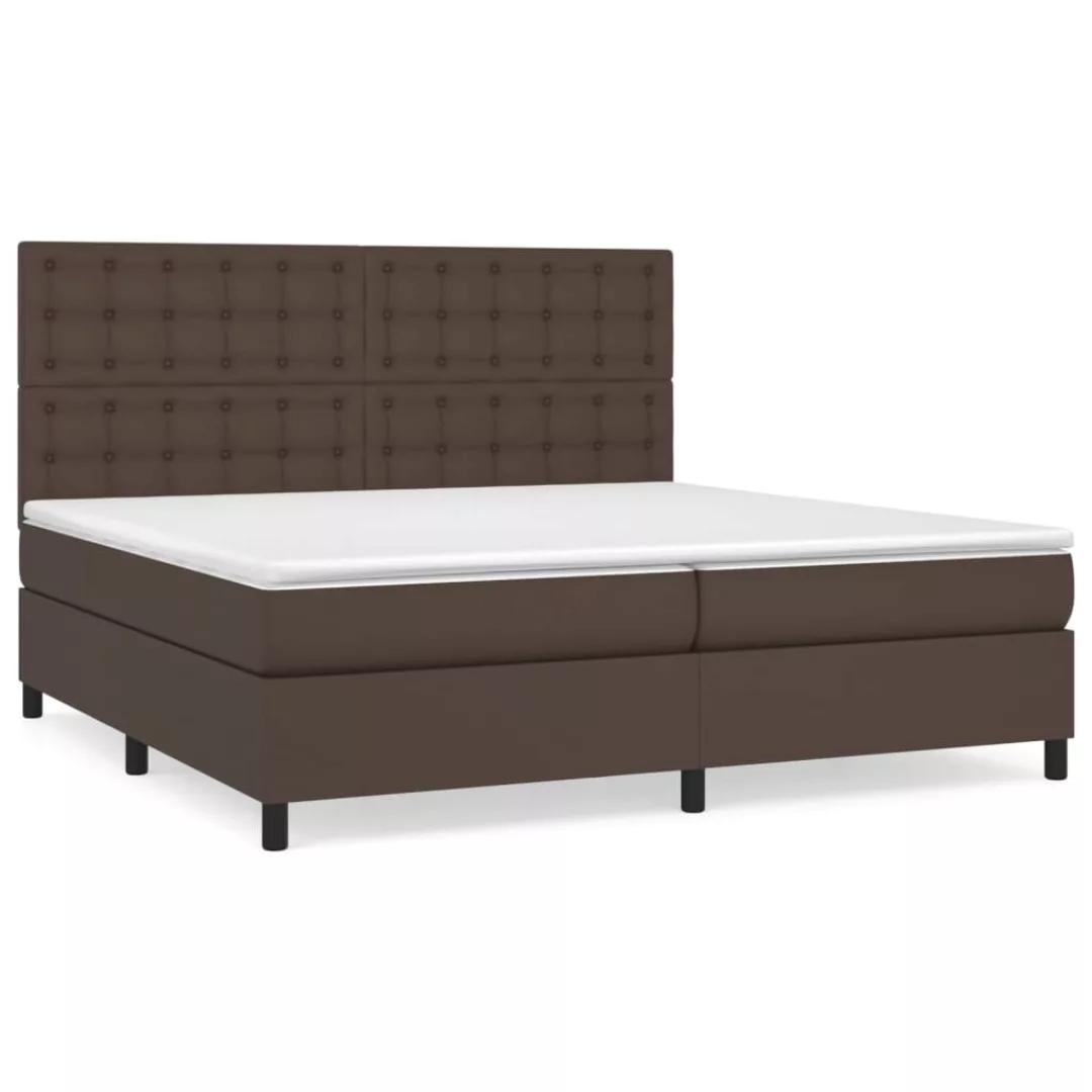 Vidaxl Boxspringbett Mit Matratze Braun 200x200 Cm Kunstleder günstig online kaufen