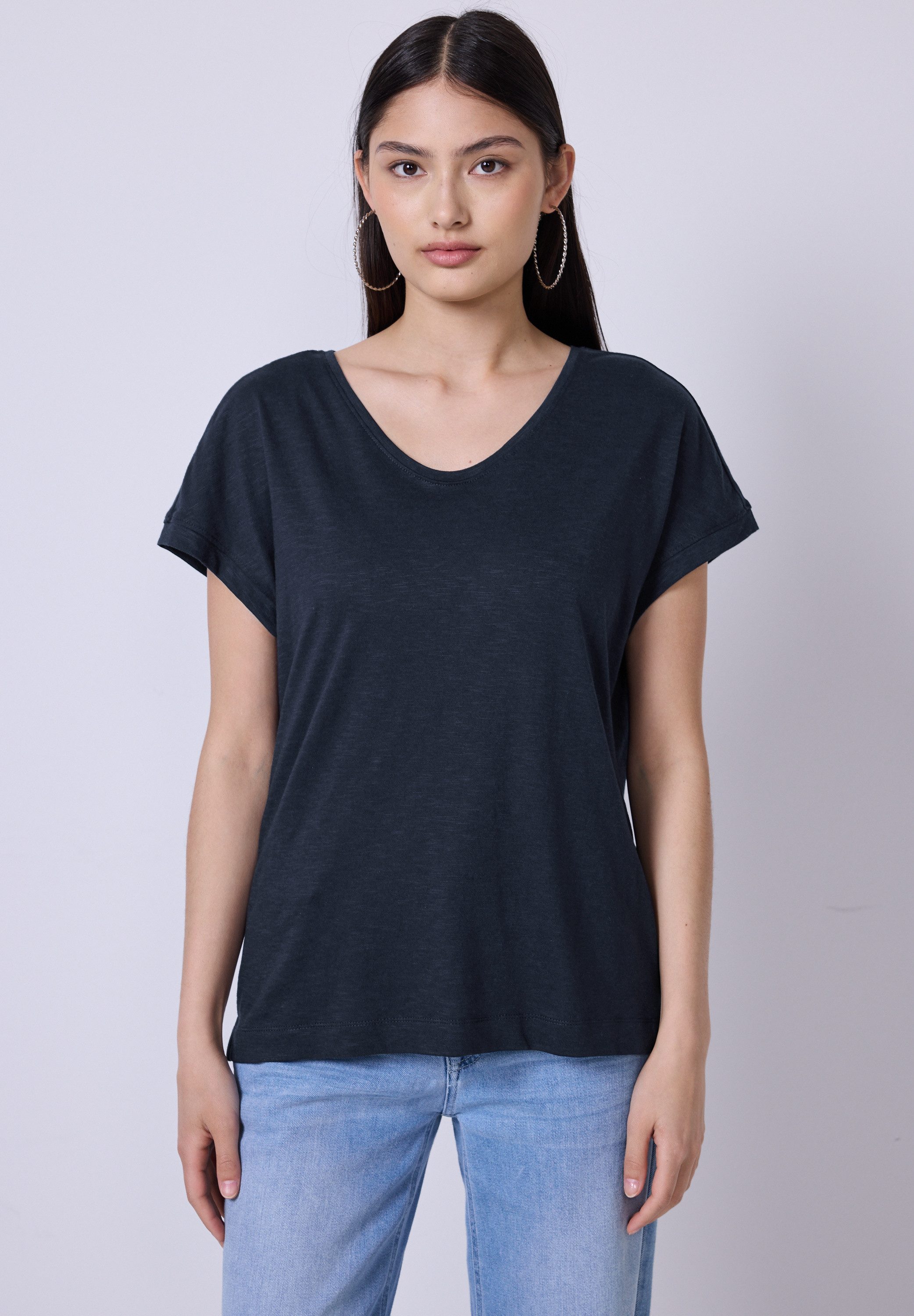 STREET ONE STUDIO V-Shirt, im soften Baumwoll-Mix günstig online kaufen