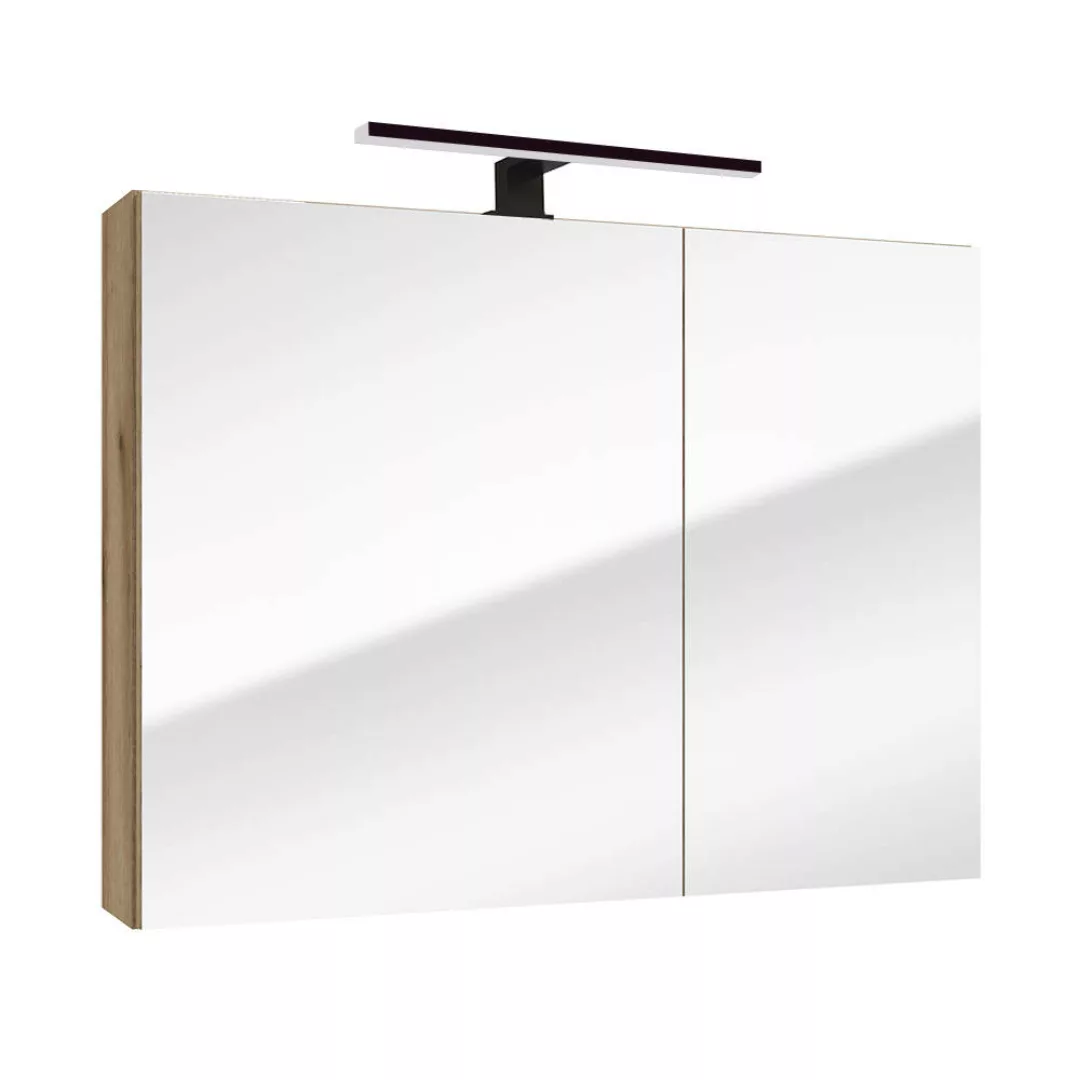 Spiegelschrank 80 cm Eiche mit LED Beleuchtung RIVA-107 günstig online kaufen