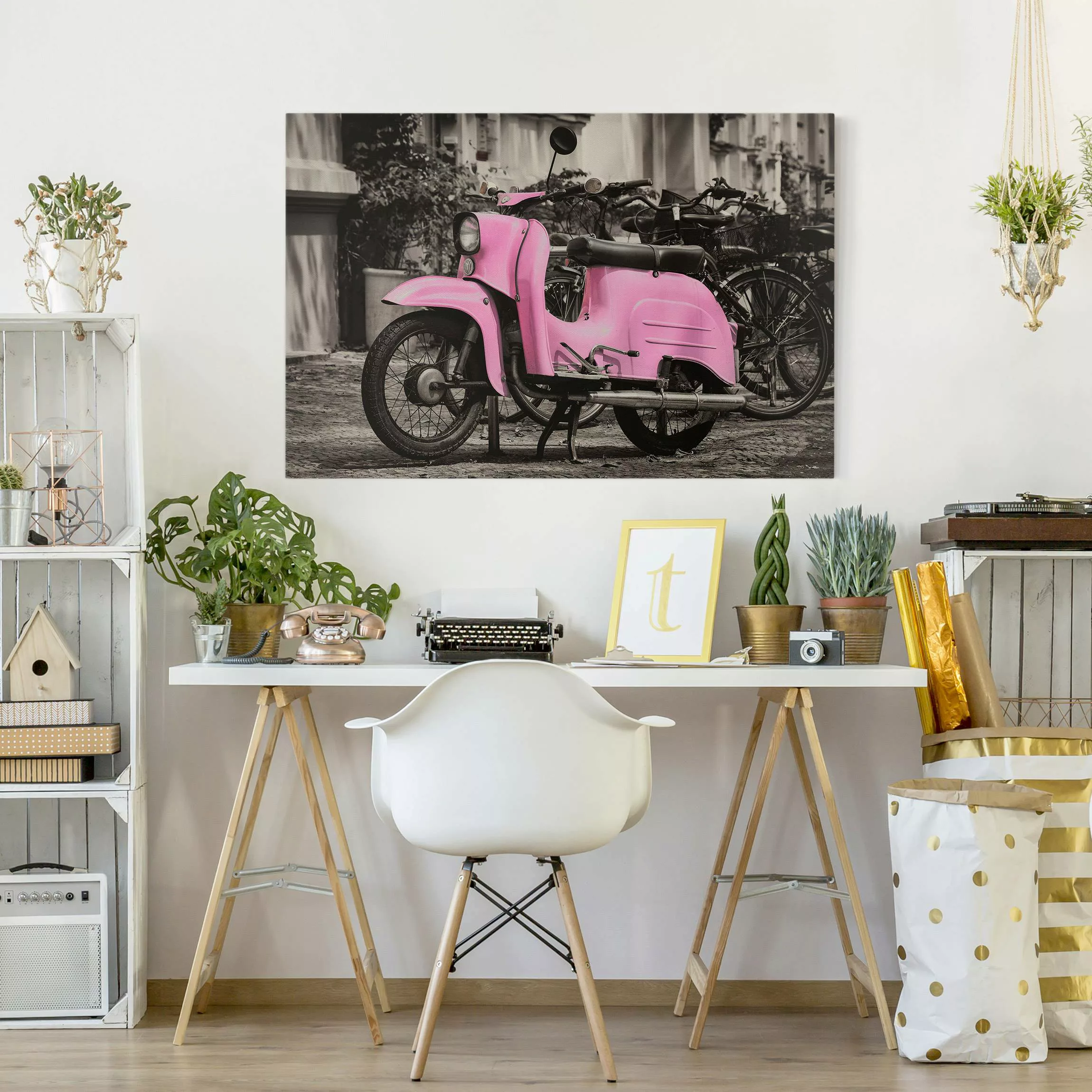 Leinwandbild Pinker Roller günstig online kaufen