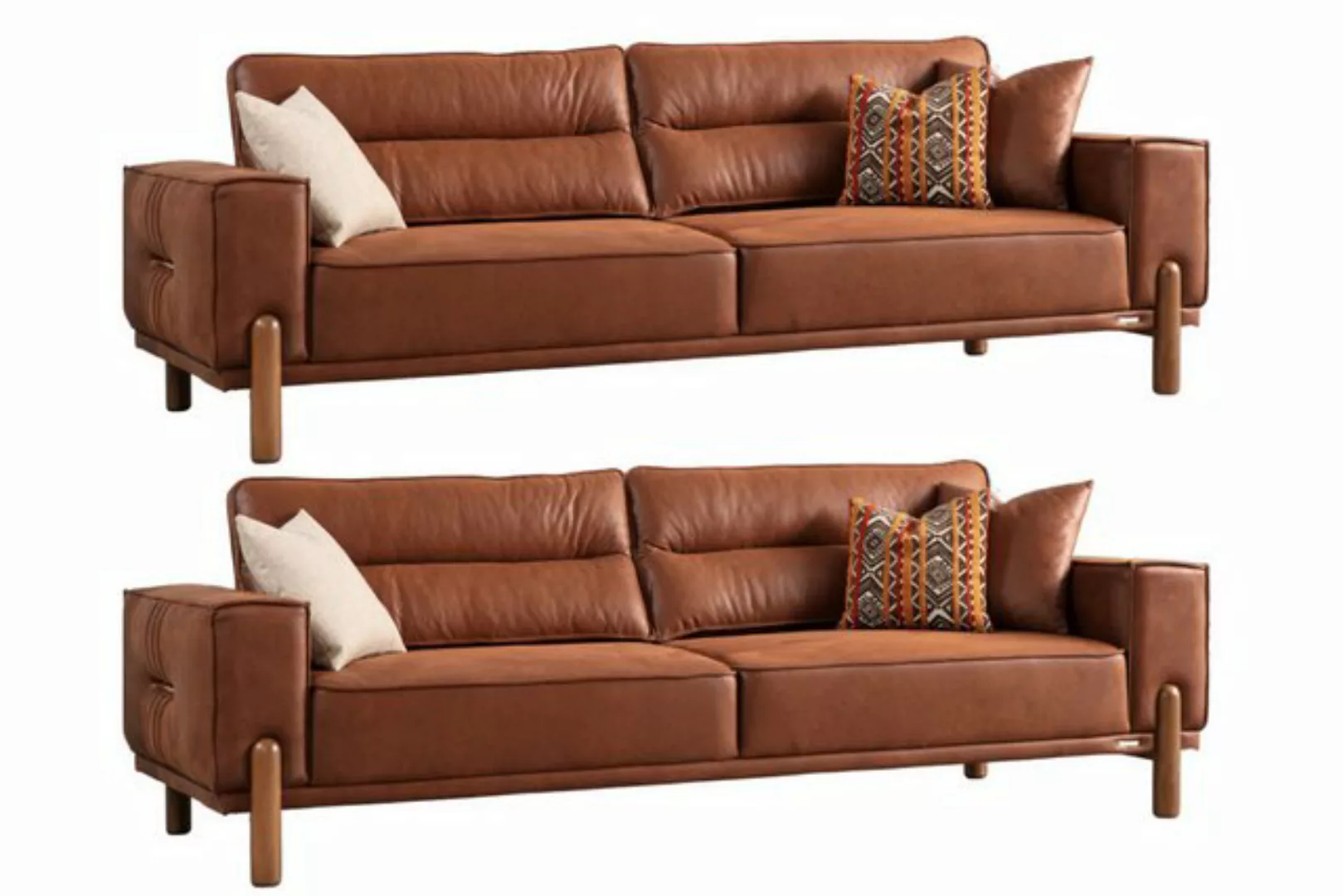 Villa Möbel Sofa Cognac, 1 Stk. 3-Sitzer, Hand Made Qualtiy, modernes Desig günstig online kaufen