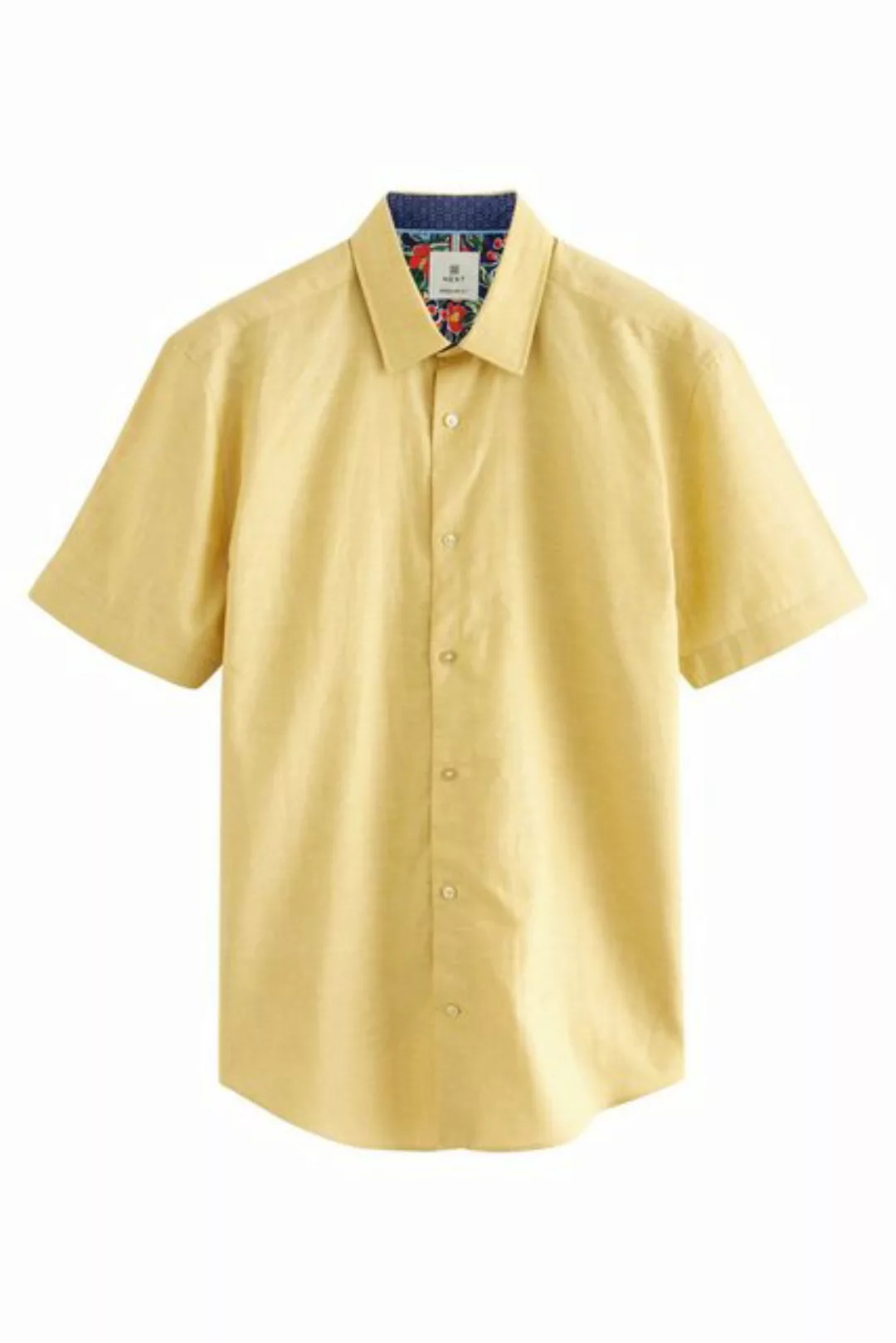 Next Kurzarmhemd Kurzärmeliges Hemd aus Leinengemisch mit Besatz (1-tlg) günstig online kaufen