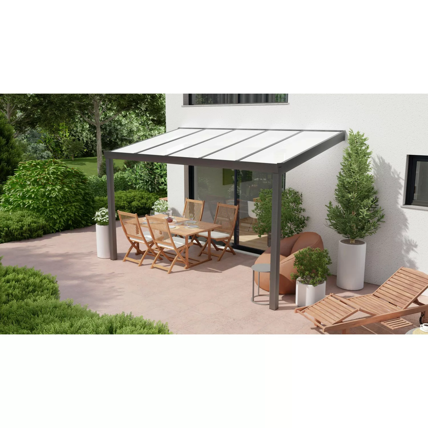 Terrassenüberdachung Professional 400 cm x 300 cm Anthrazit Struktur PC Opa günstig online kaufen