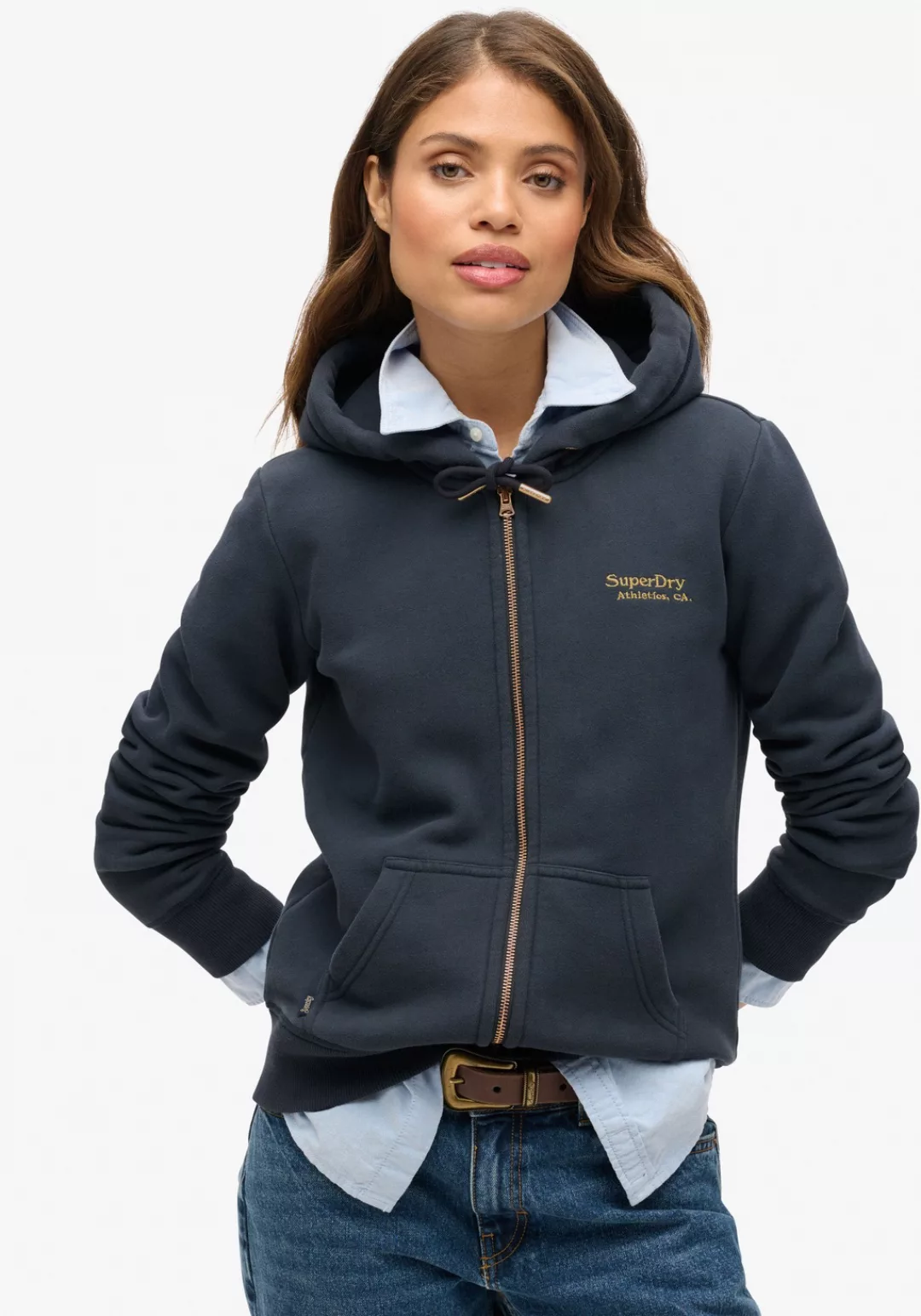 Superdry Kapuzensweatjacke "ESSENTIAL LOGO ZIP HOODIE", mit Logostickerei günstig online kaufen