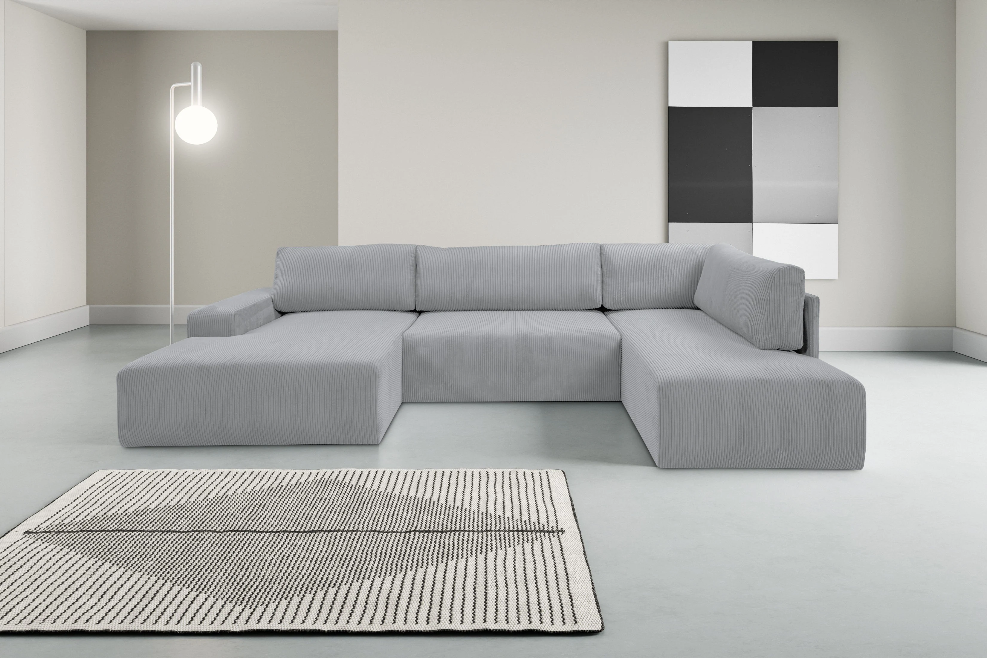 WERK2 Wohnlandschaft "Rotterdam-U, U-Form, in kuschelweichem Cord oder Brei günstig online kaufen