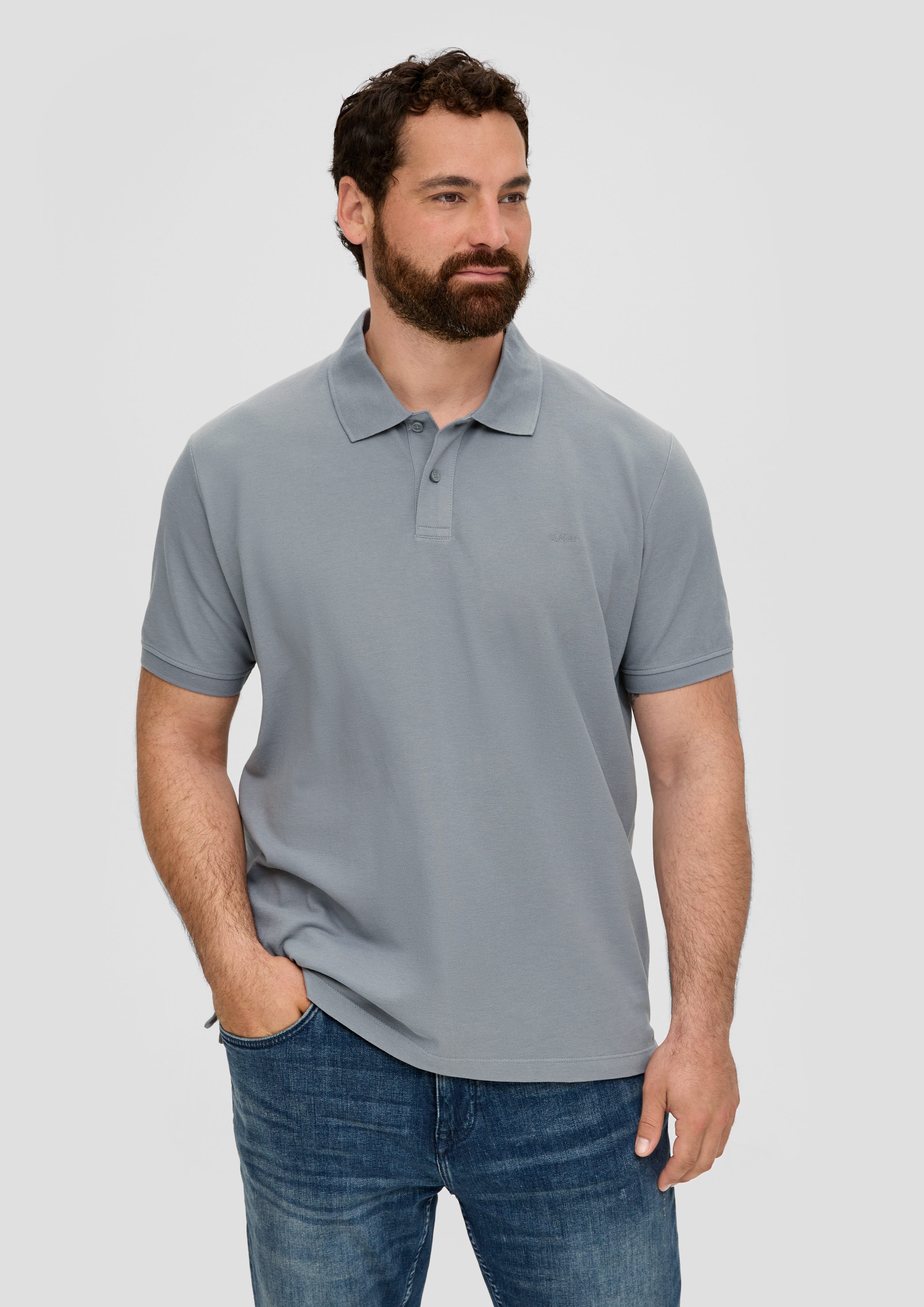 s.Oliver Kurzarmshirt Poloshirt aus Baumwollpiqué Stickerei günstig online kaufen