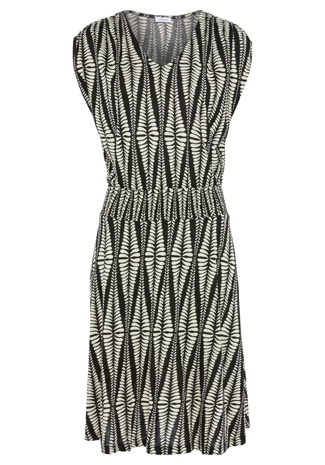 LASCANA Jerseykleid, mit breitem Smokbund, kurzes Sommerkleid im Alloverpri günstig online kaufen